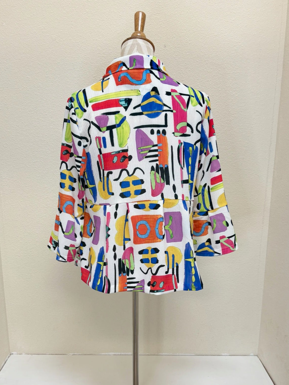 DAMEE ABSTRACT ART CRINKLED PEPLUM JKT - 4964 - MLT