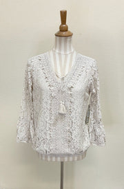 Ali Miles Woven Lace Pop-Over Tunic - A35724TM - 108-SFWHT - XS ONLY