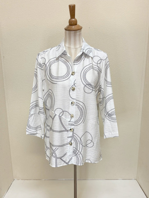 Ali Miles Woven Button Front Tunic - A35707BM - 003-BLWHPR
