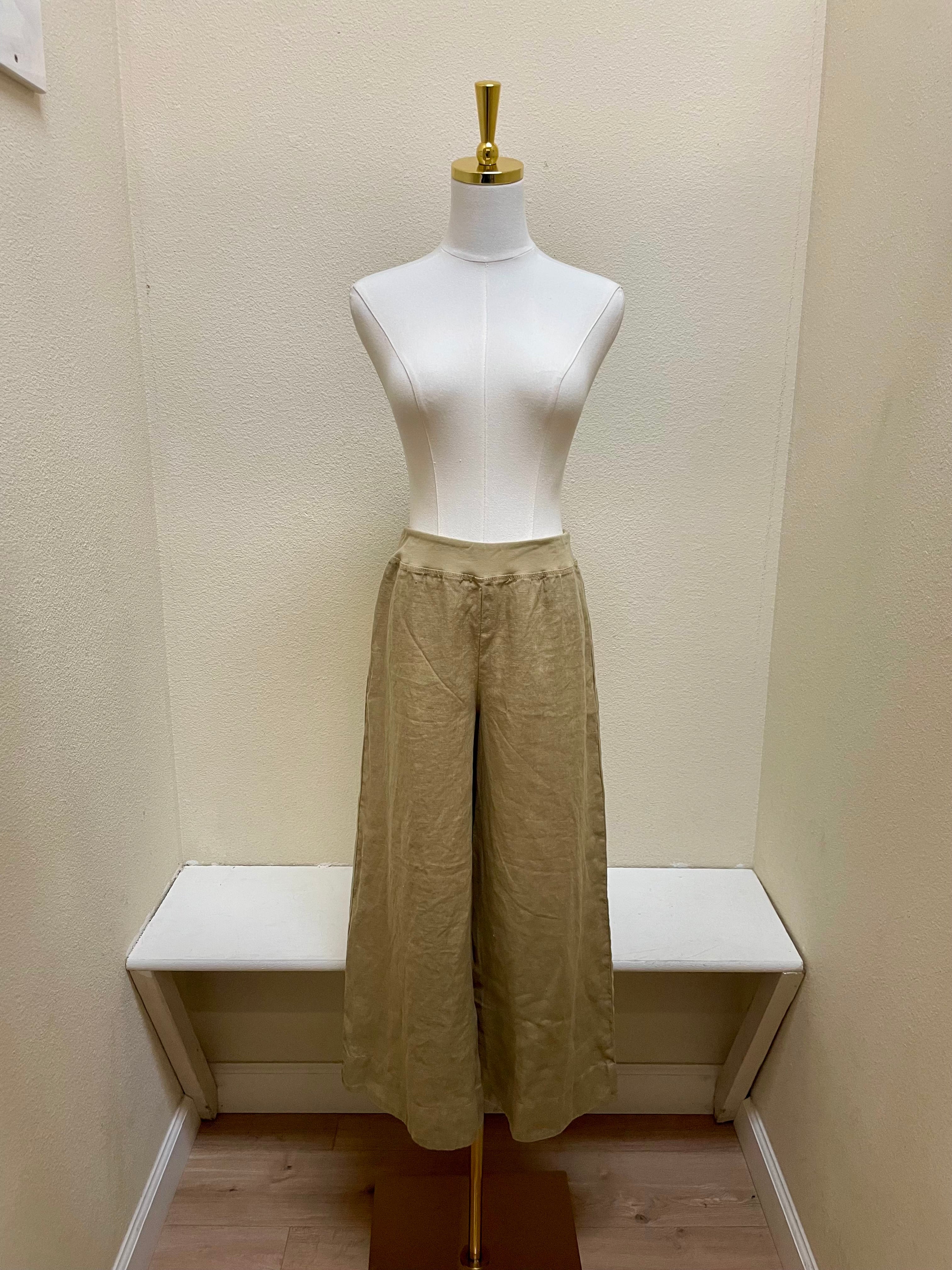 CUT LOOSE Solid Linen Crop Pant - 4402754