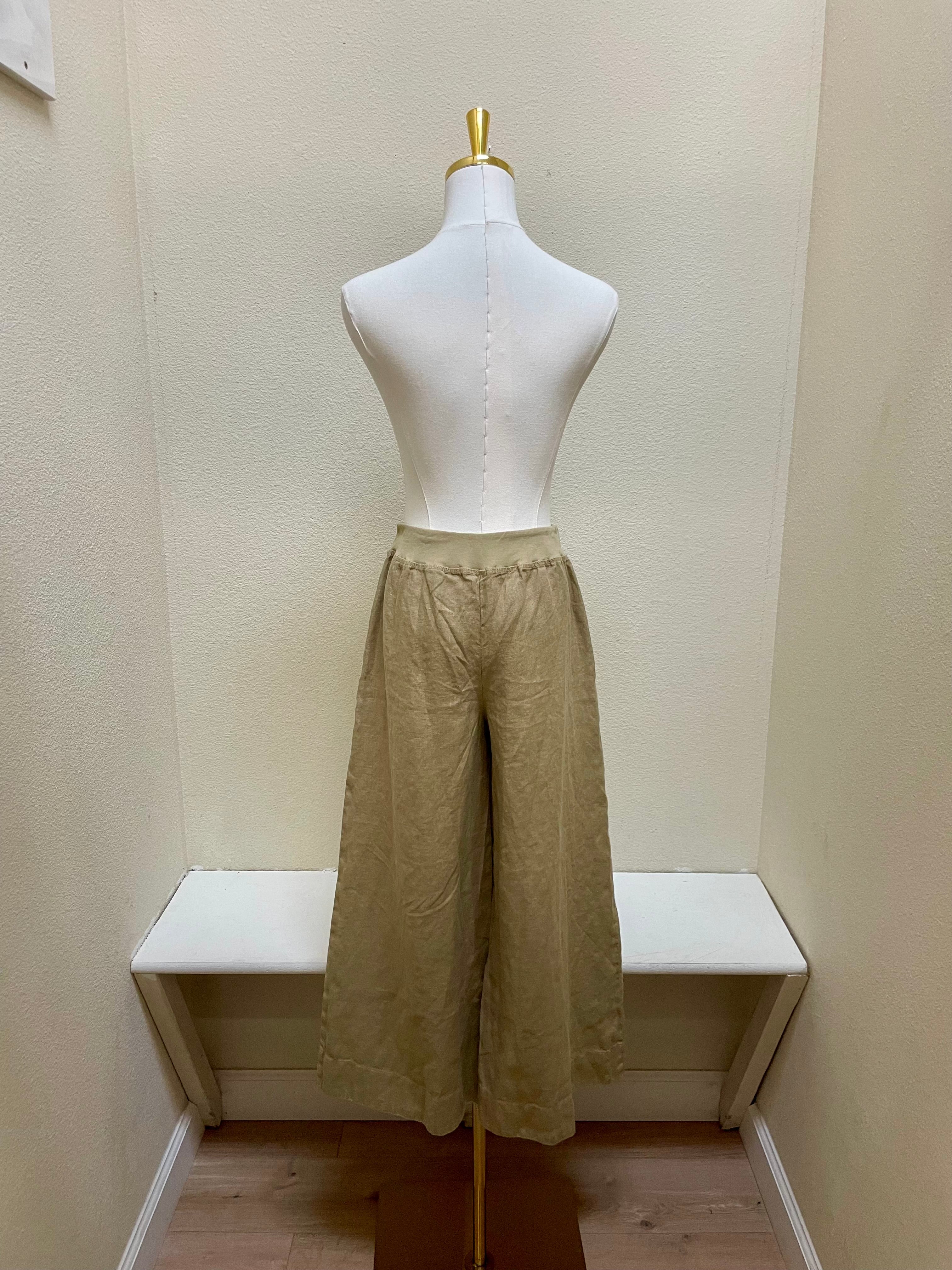 CUT LOOSE Solid Linen Crop Pant - 4402754