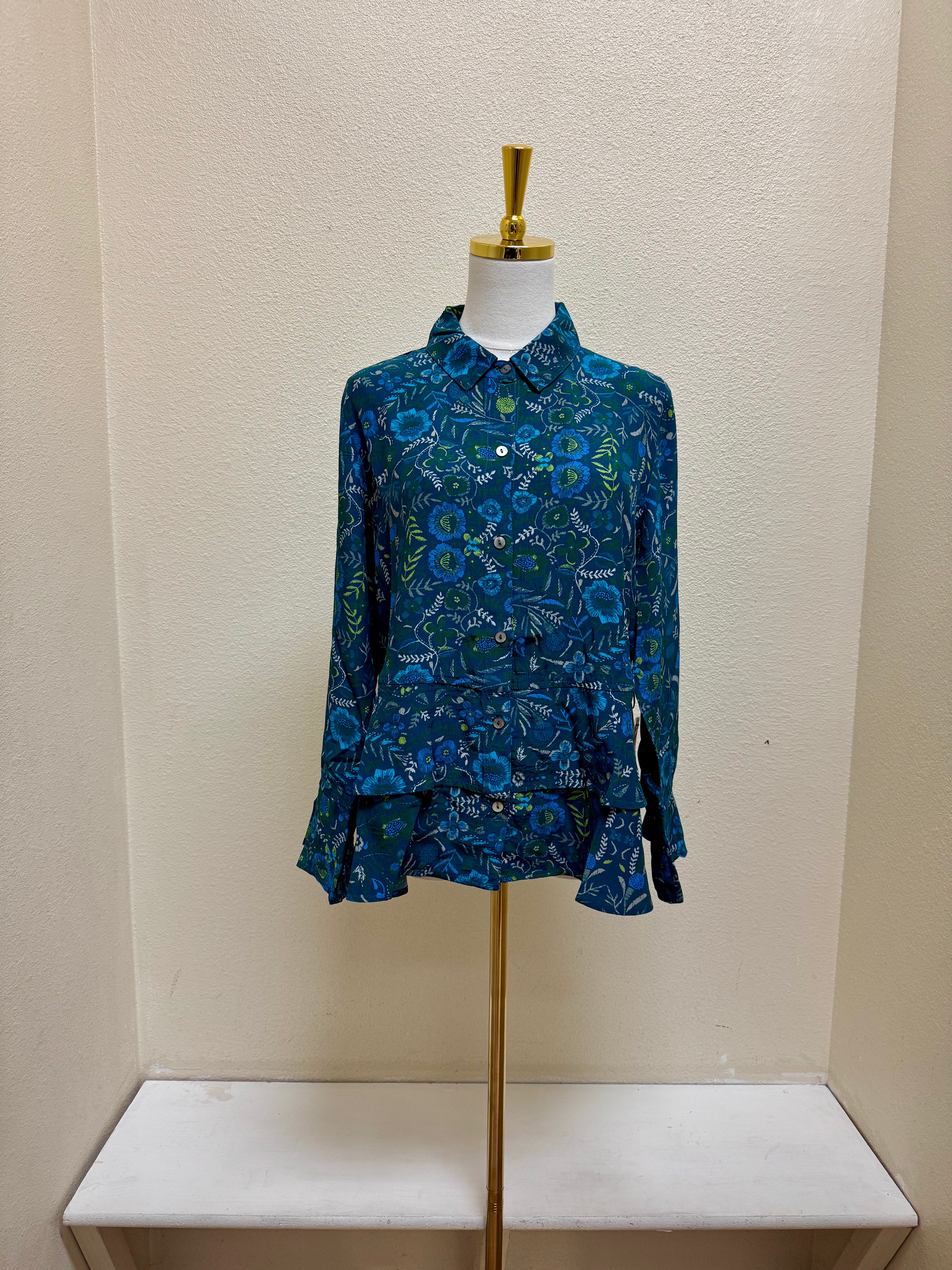 Habitat Rayon Crepe Garden Flounce Shirt - 39620 - LAGOON