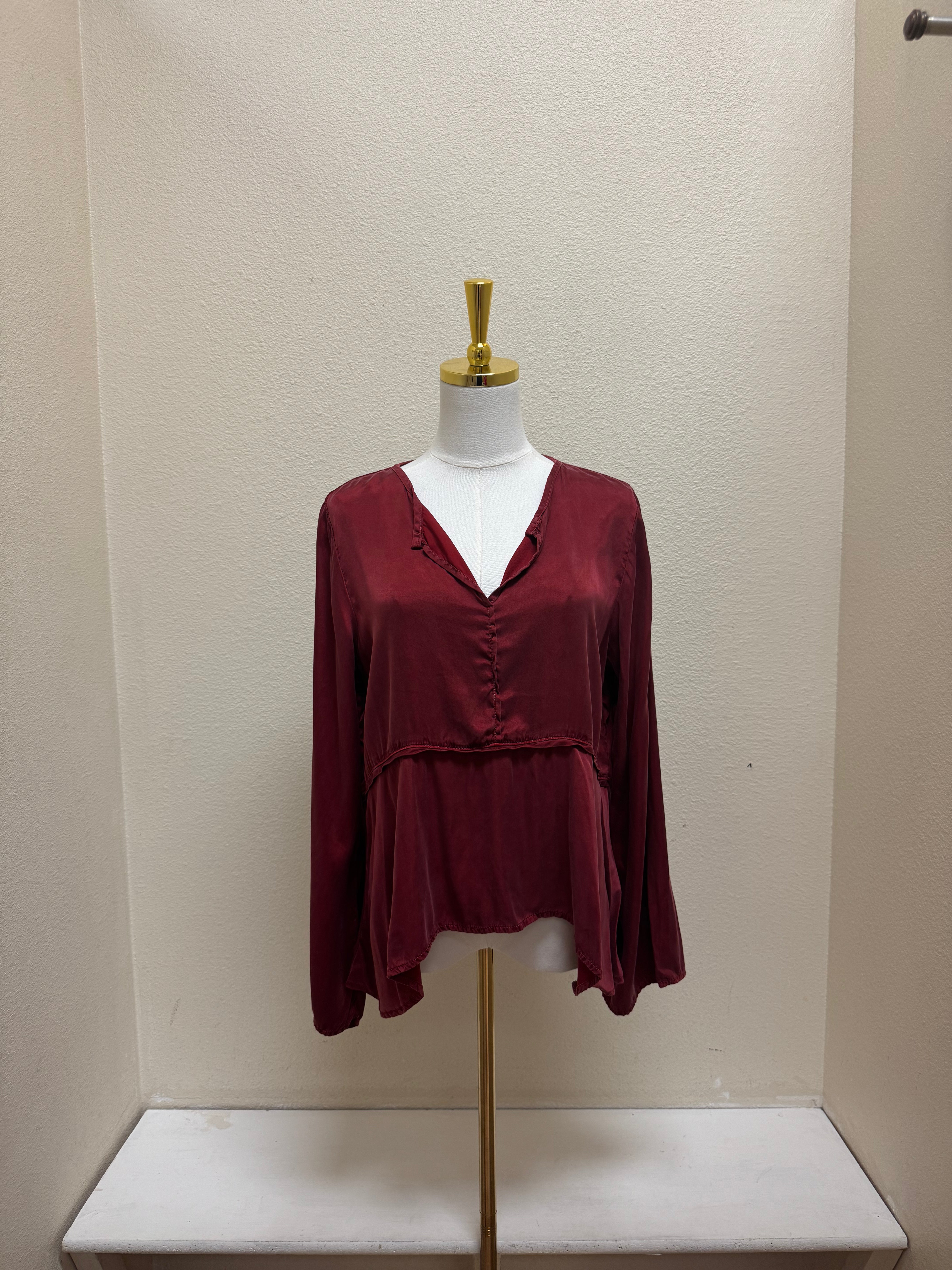 CUT LOOSE Raw Edge Pullover-Vintage Satin - 6186717 - MARASCHINO