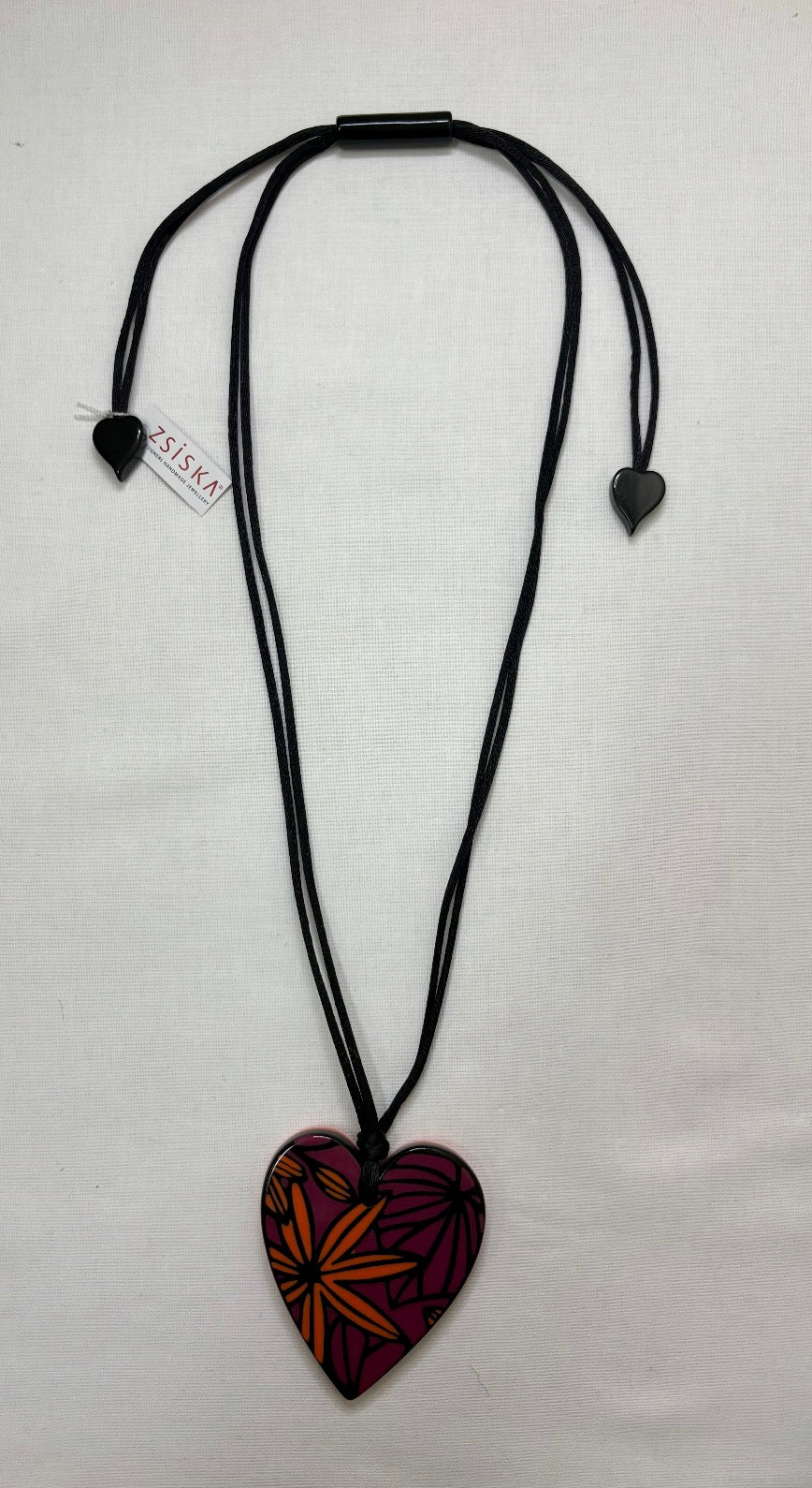 ZSISKA Prima Orange & Pink Heart Pendant Necklace
