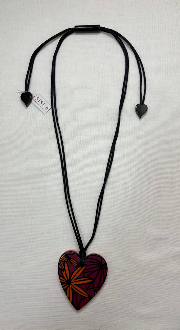 ZSISKA Prima Orange & Pink Heart Pendant Necklace