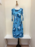 Alquema 3/4 Sleeve Smash Pocket  Dress - BLUE BLOOMS