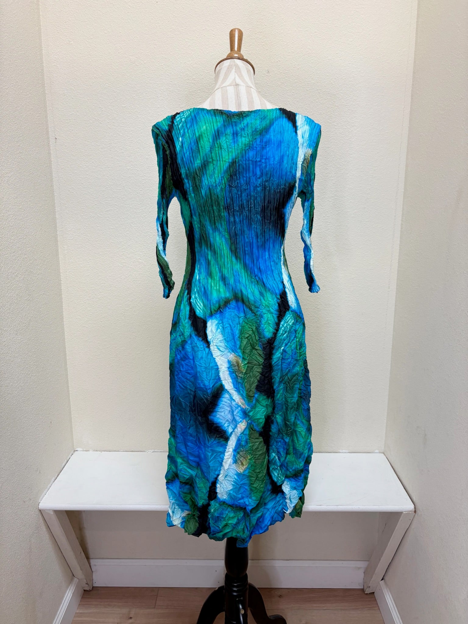 Alquema 3/4 Sleeve Smash Pocket  Dress - AQUA BOWS