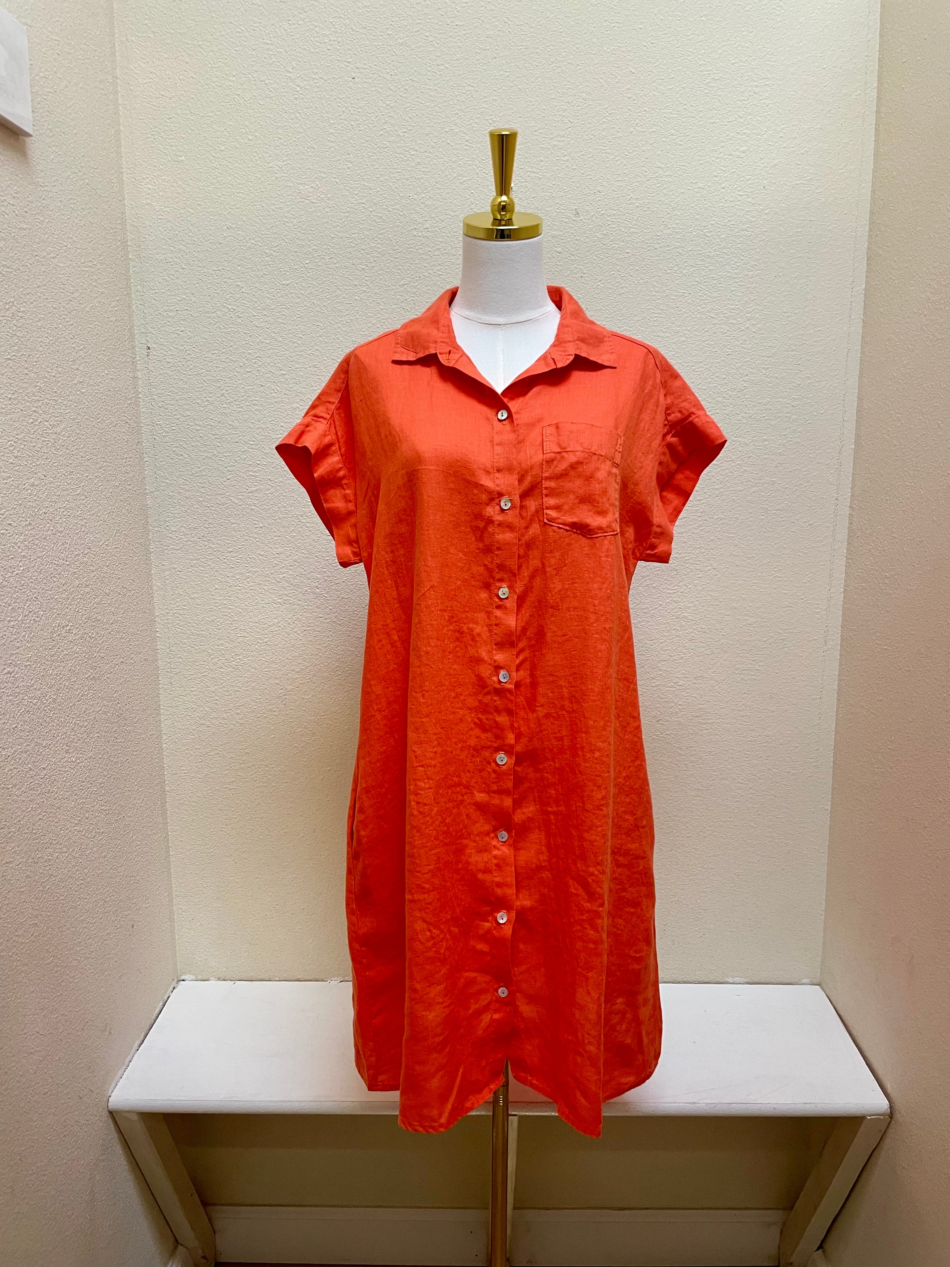 CUT LOOSE Hanky Linen Short Sleeve Shirt Dress