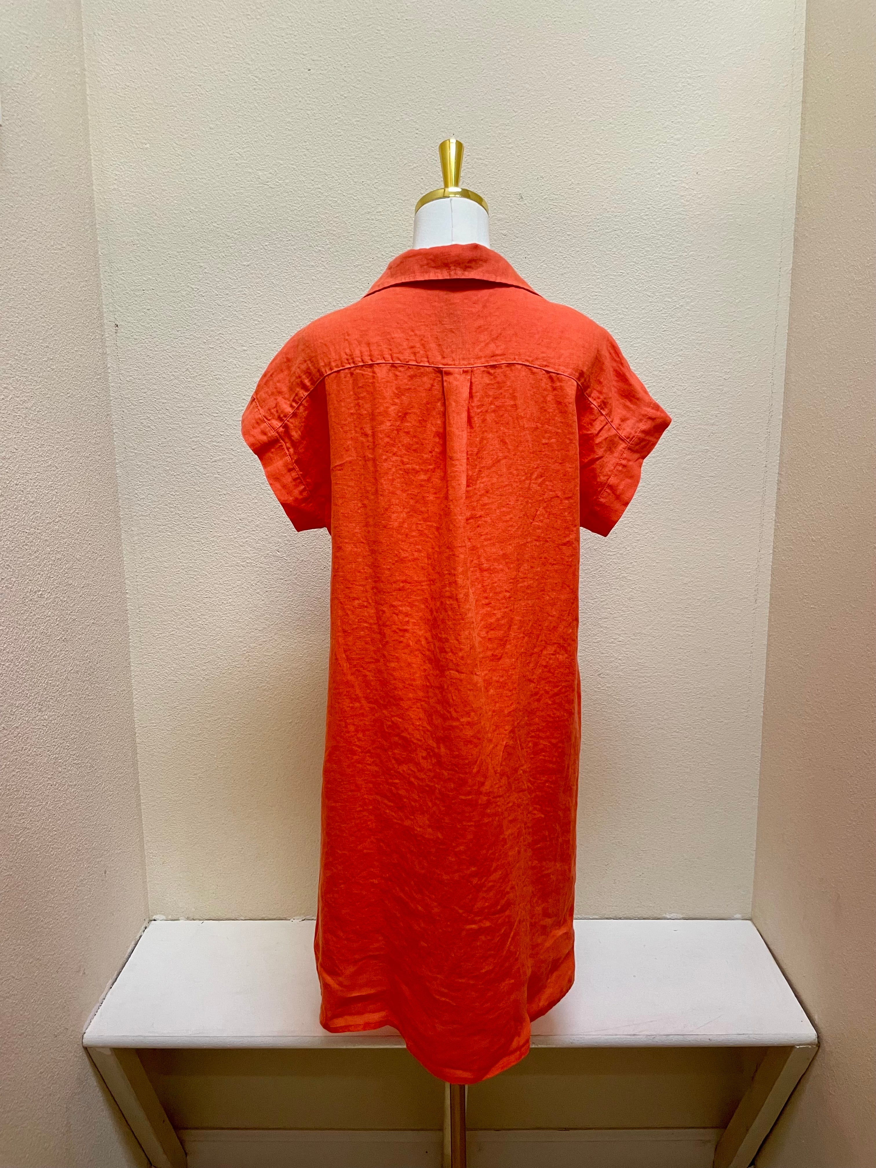 CUT LOOSE Hanky Linen Short Sleeve Shirt Dress - 4201147