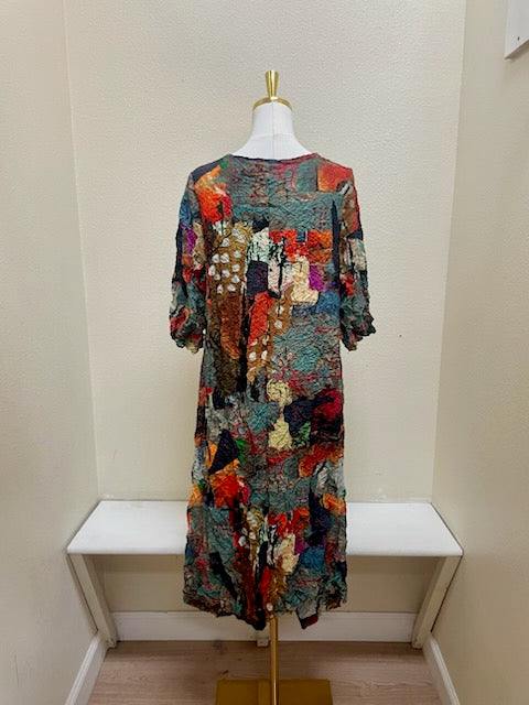 MOONLIGHT Mixed Media Cool Tone Pattern Dress - D4224PRG