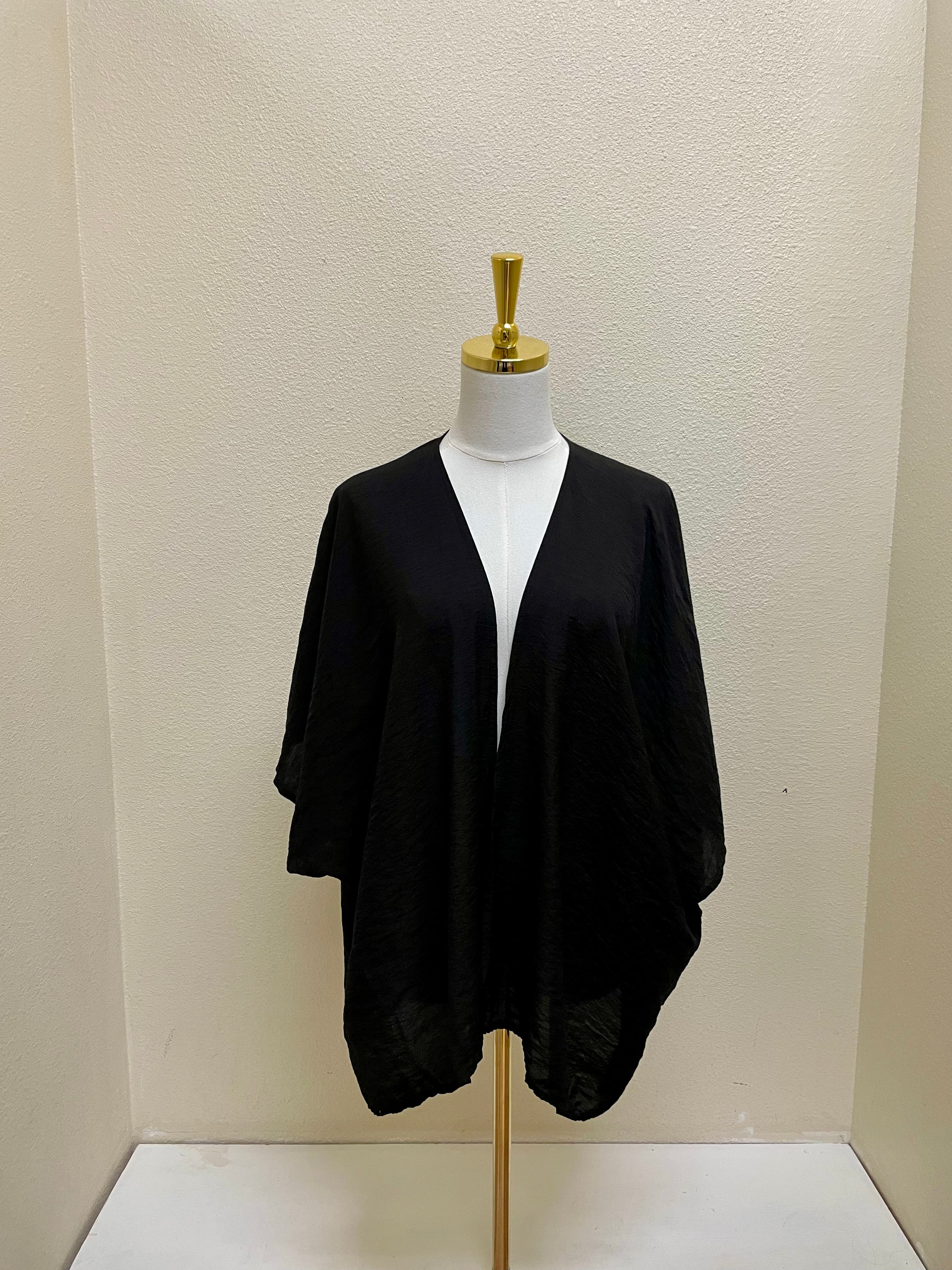 CUT LOOSE Rayon Parachute One-Size Shawl Cardigan - 6216333 - BLACK