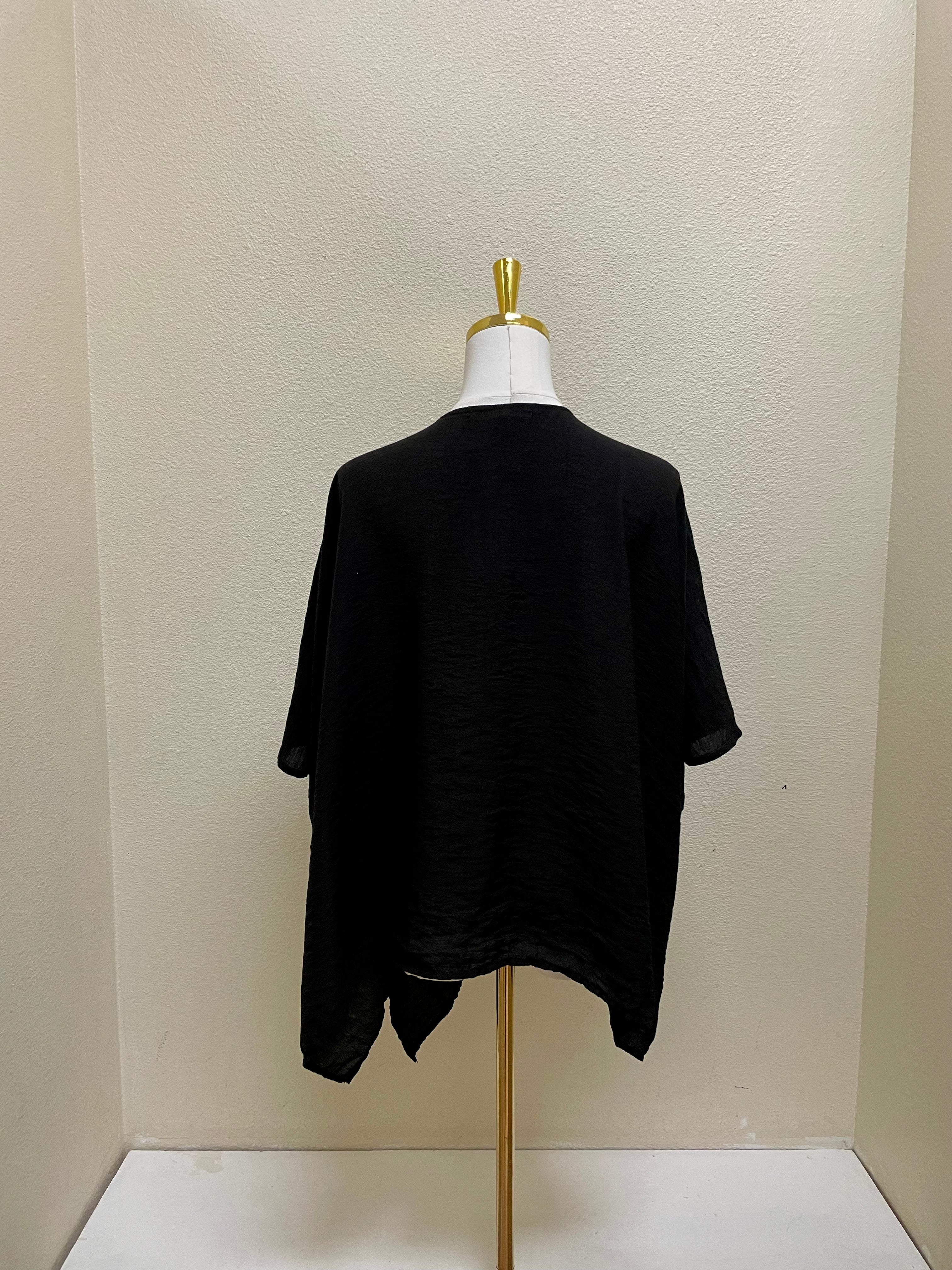 CUT LOOSE Rayon Parachute One-Size Shawl Cardigan - 6216333 - BLACK