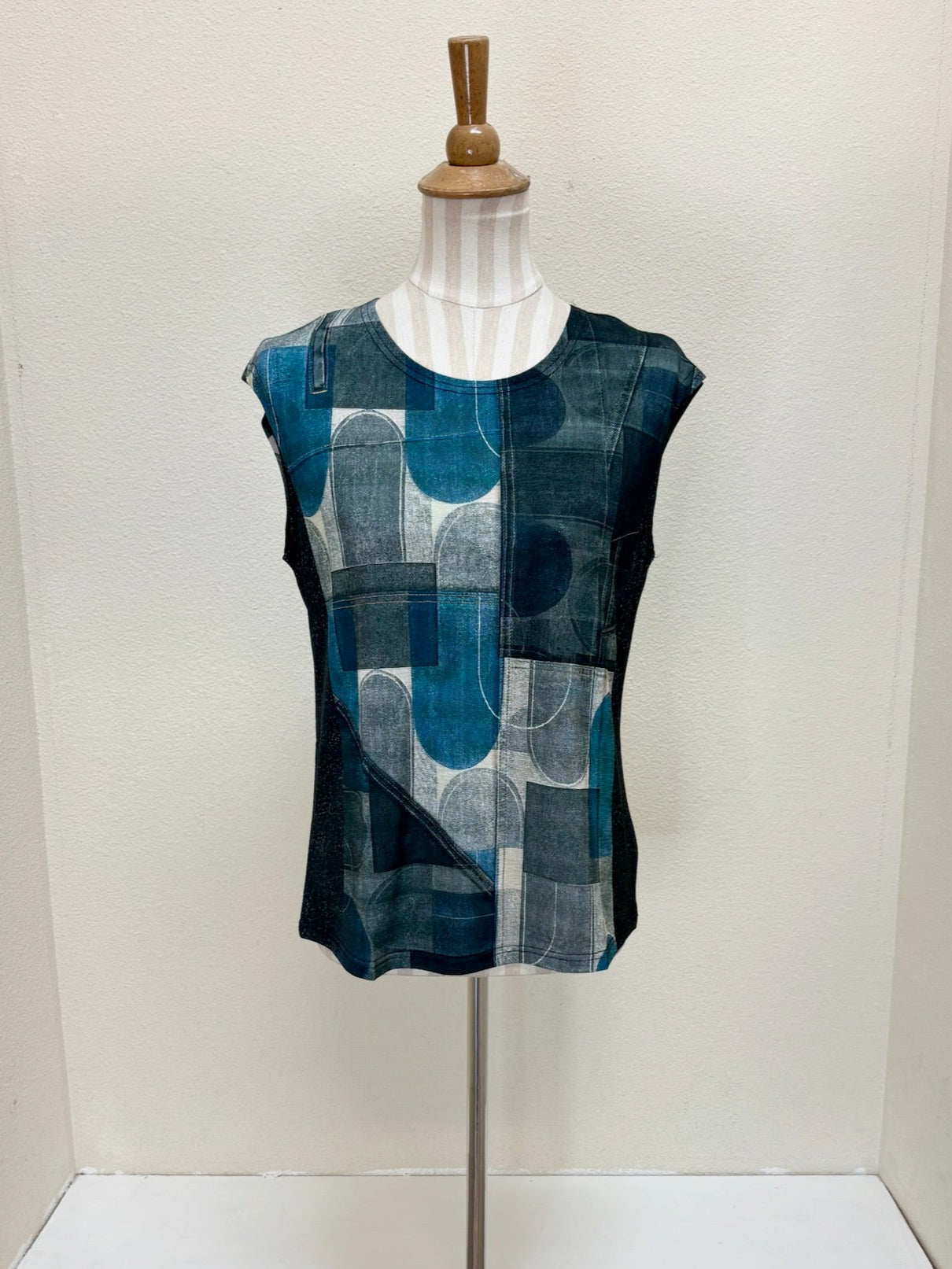 DAMEE COLLAGE ART DENIM MESH TWIN SET- 31416-GRY