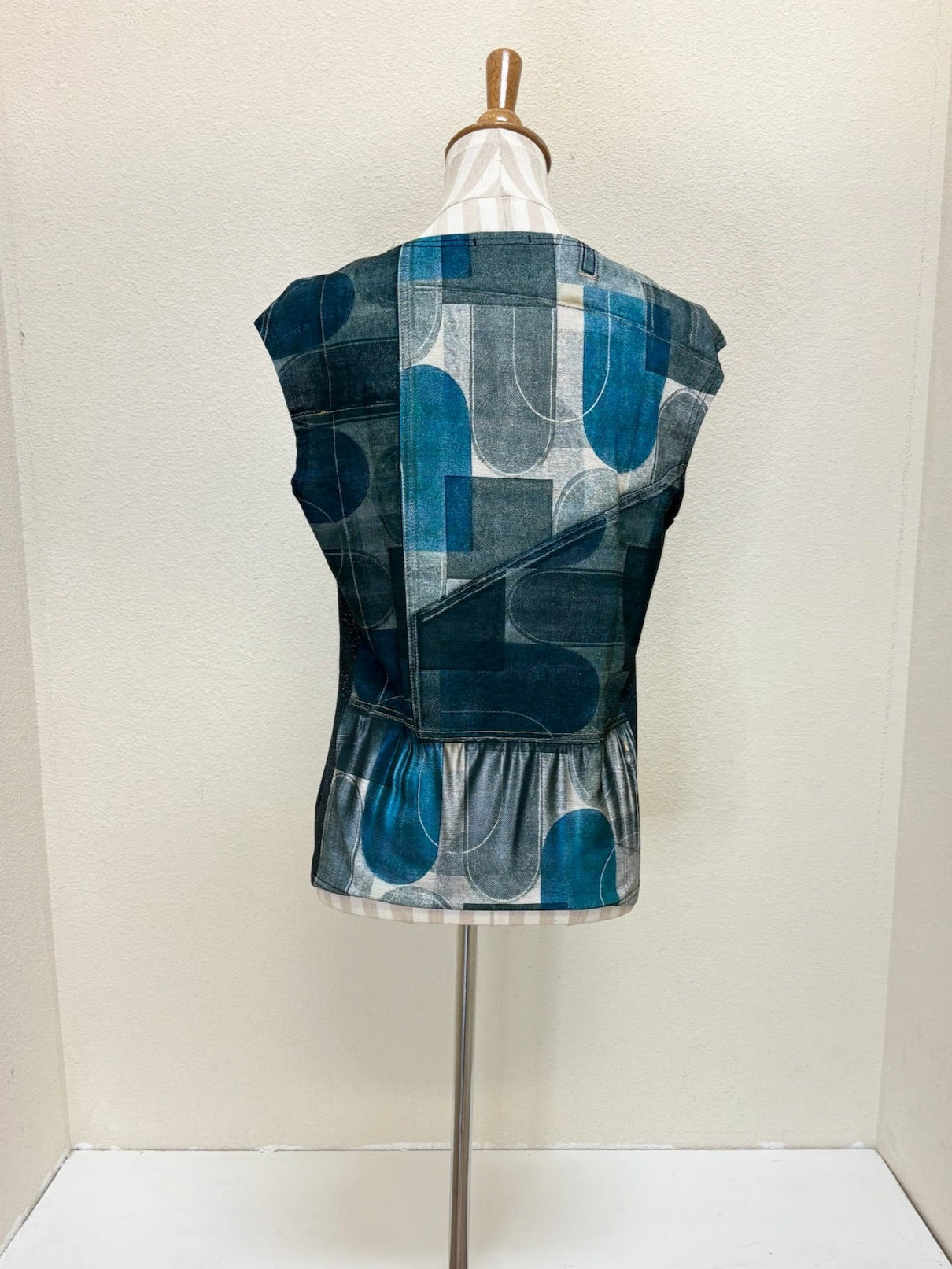 DAMEE COLLAGE ART DENIM MESH TWIN SET- 31416-GRY