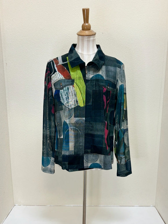 DAMEE COLLAGE ART DENIM MESH TWIN SET- 31416-GRY