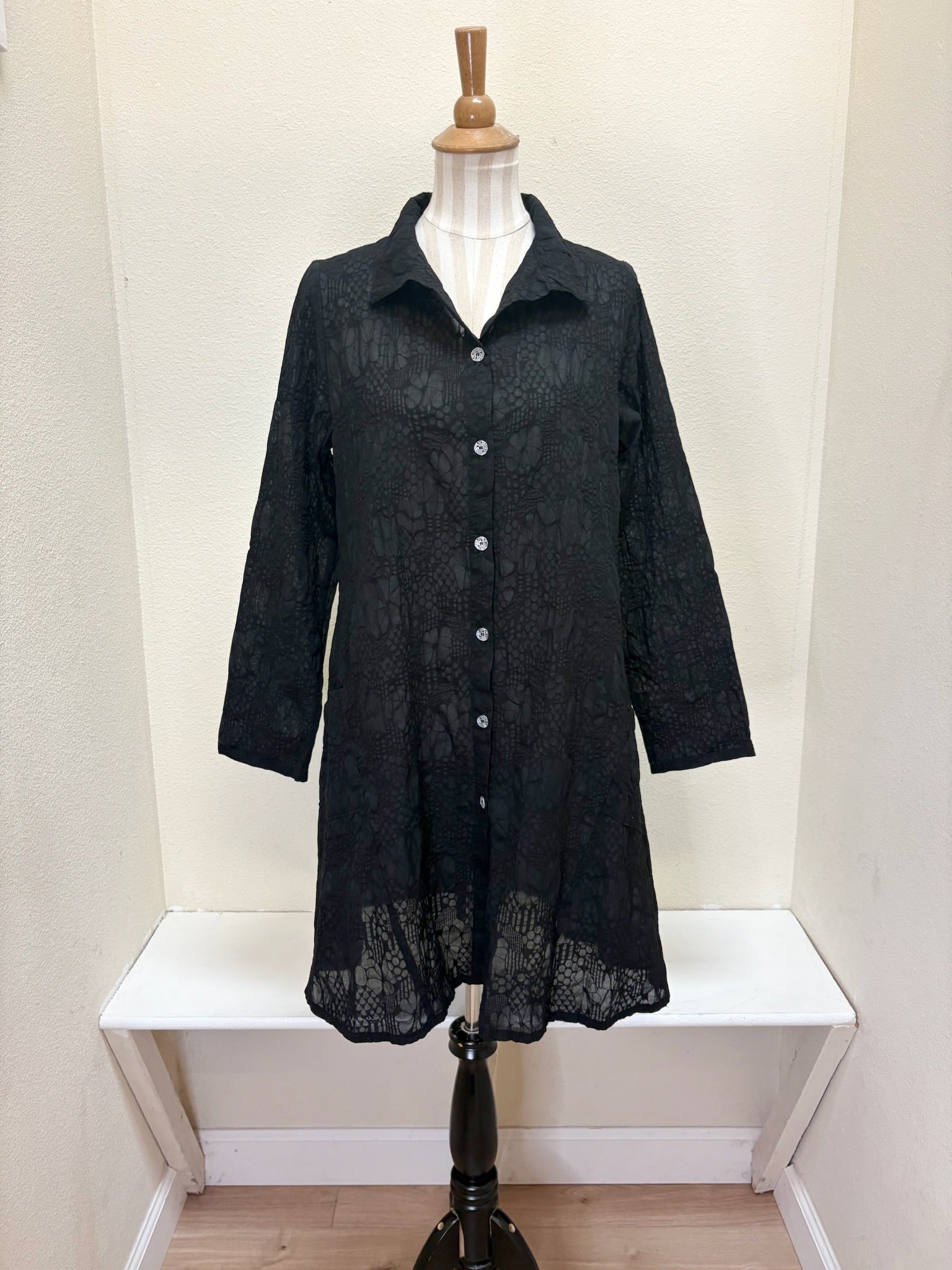 Fenini Long Shirt Jacket - C46732 - BLACK