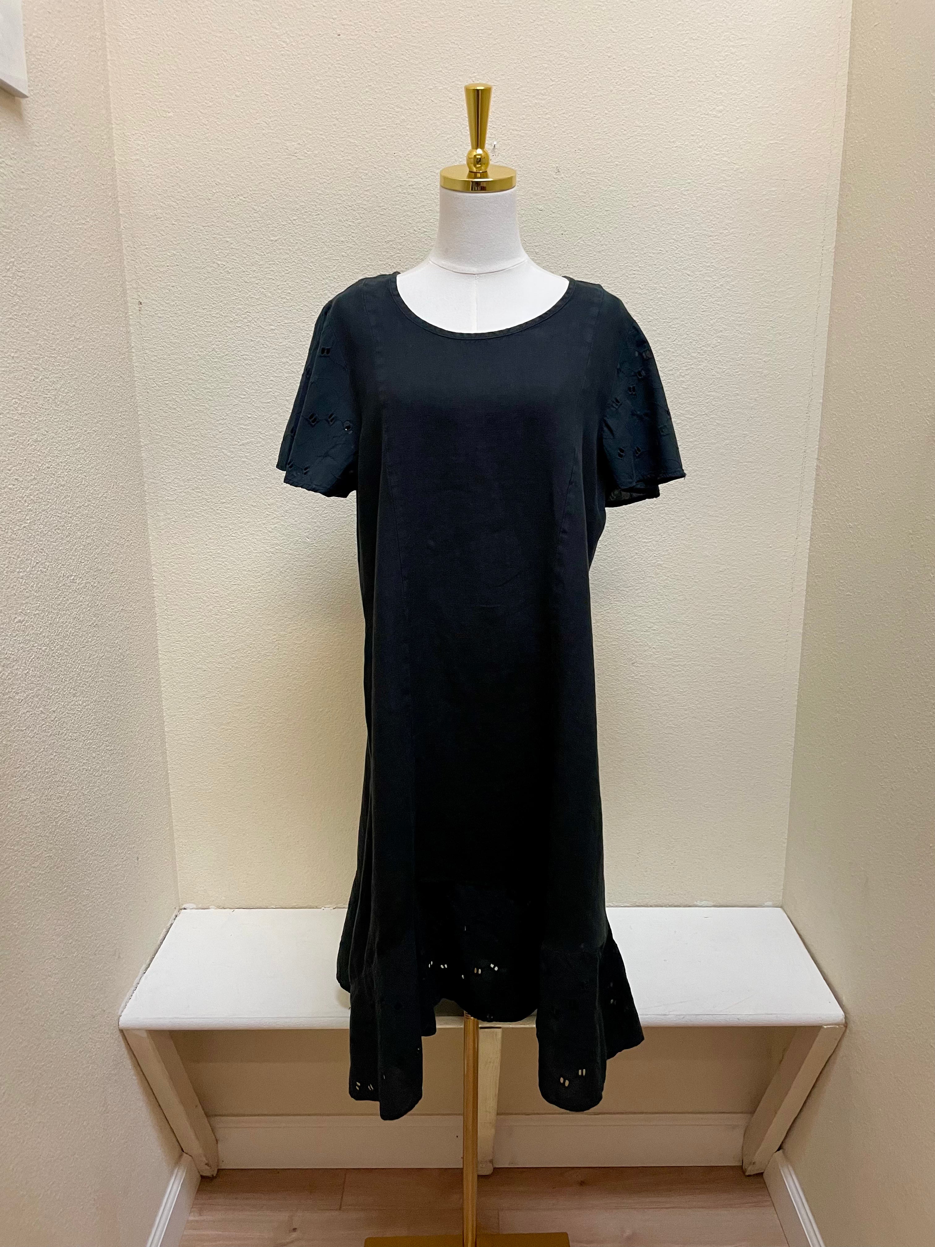 Fenini Embroidered Flair Dress - C46855BLK - BLACK