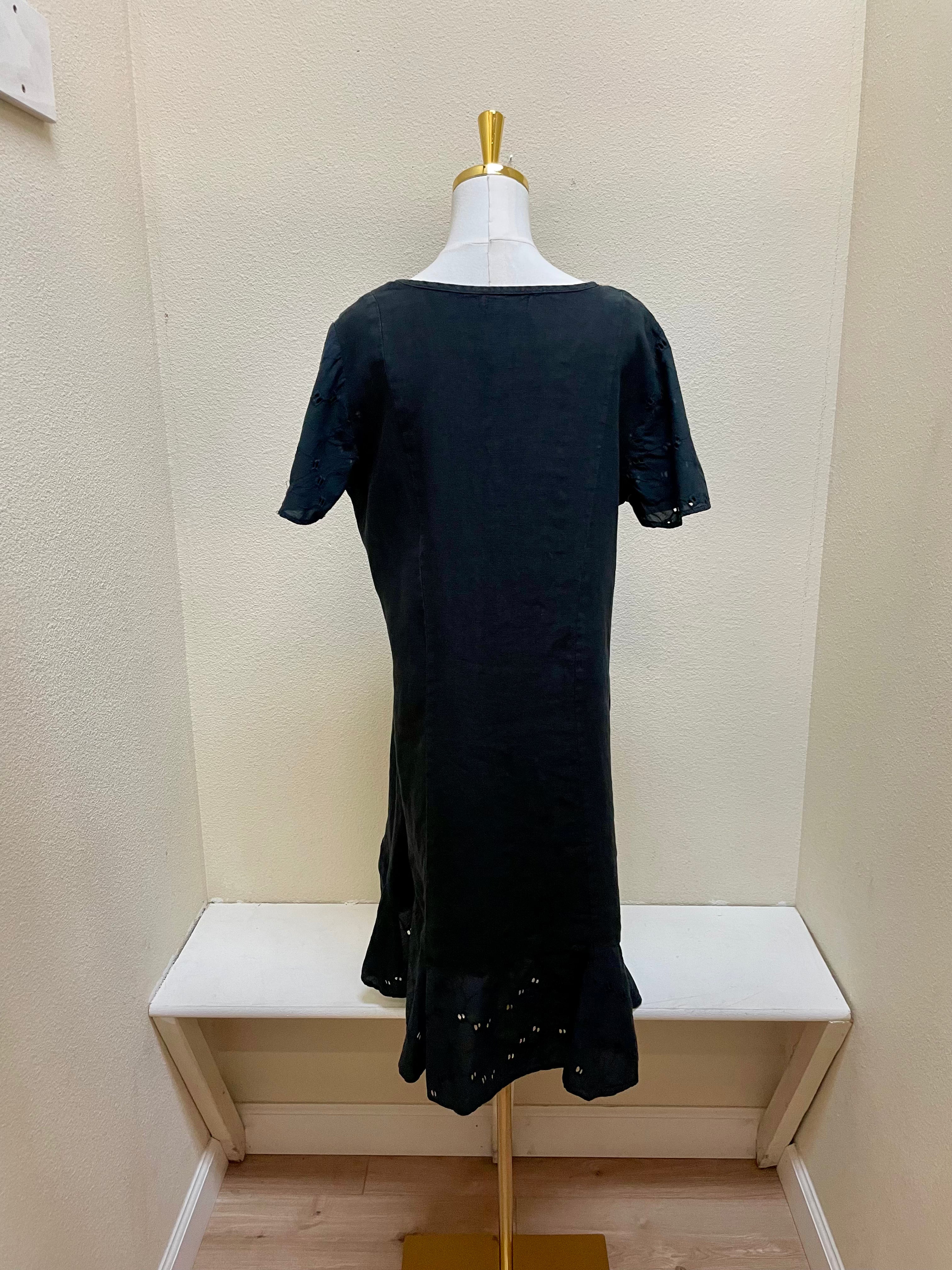 Fenini Embroidered Flair Dress - C46855BLK - BLACK