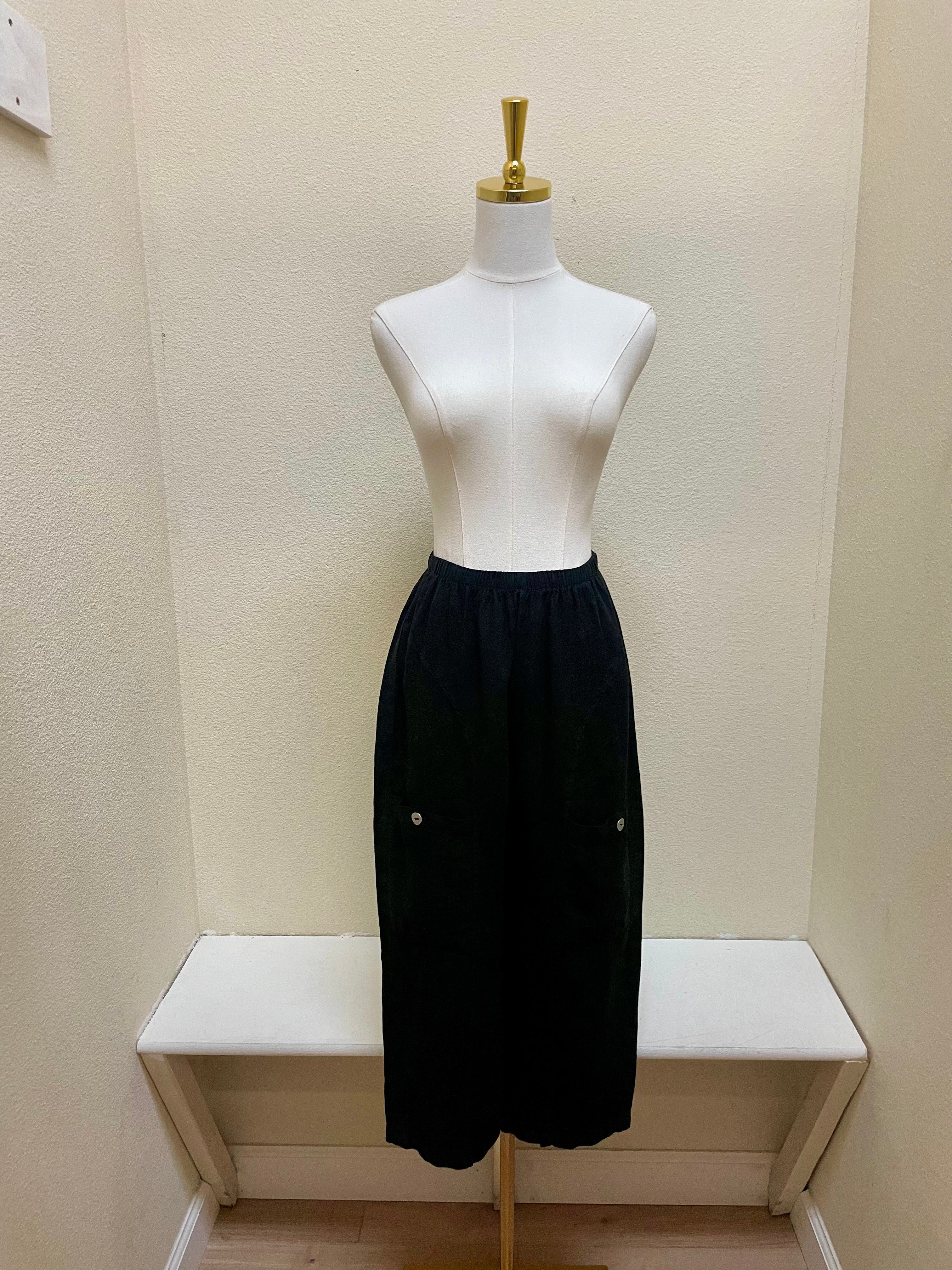 Fenini Patch Pocket Crop Pant - C46805BLK - BLACK