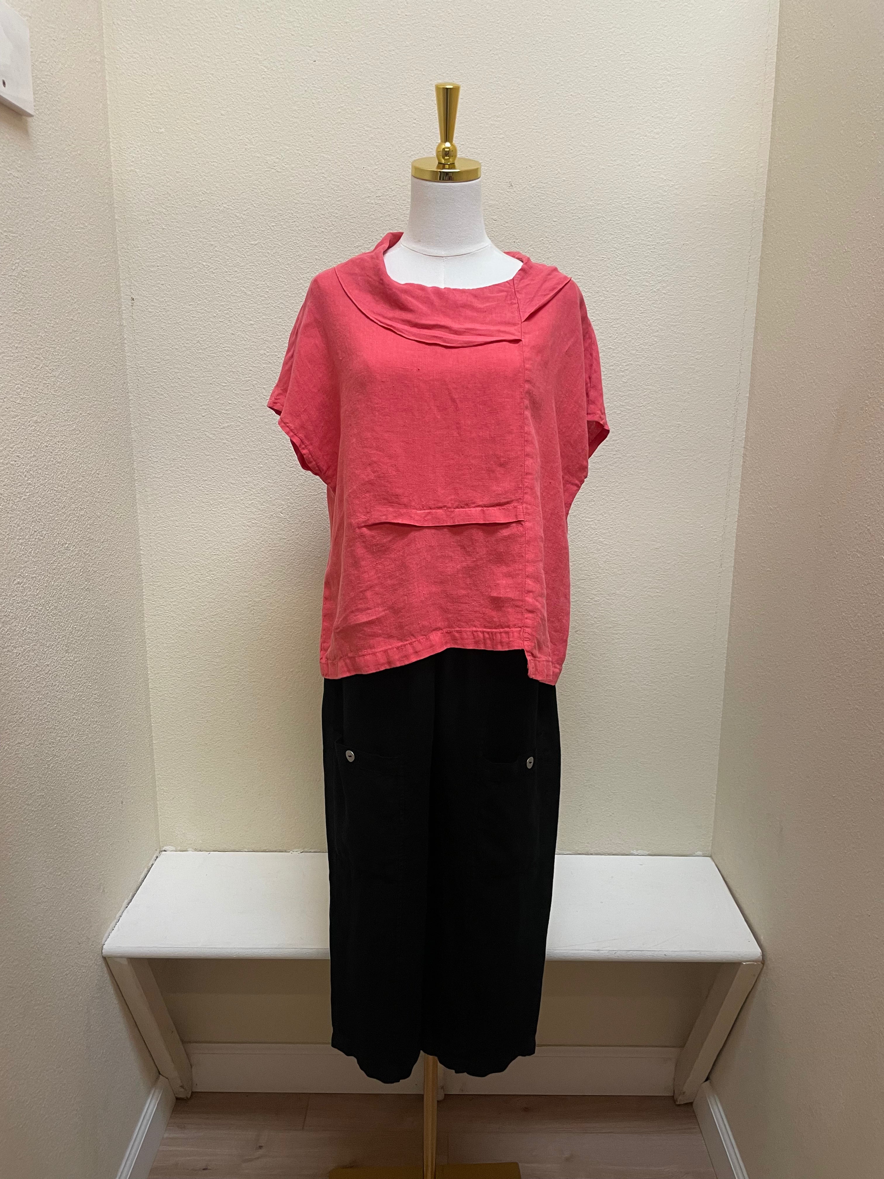 Fenini Collared Crop Top - C46840POP - POPPY