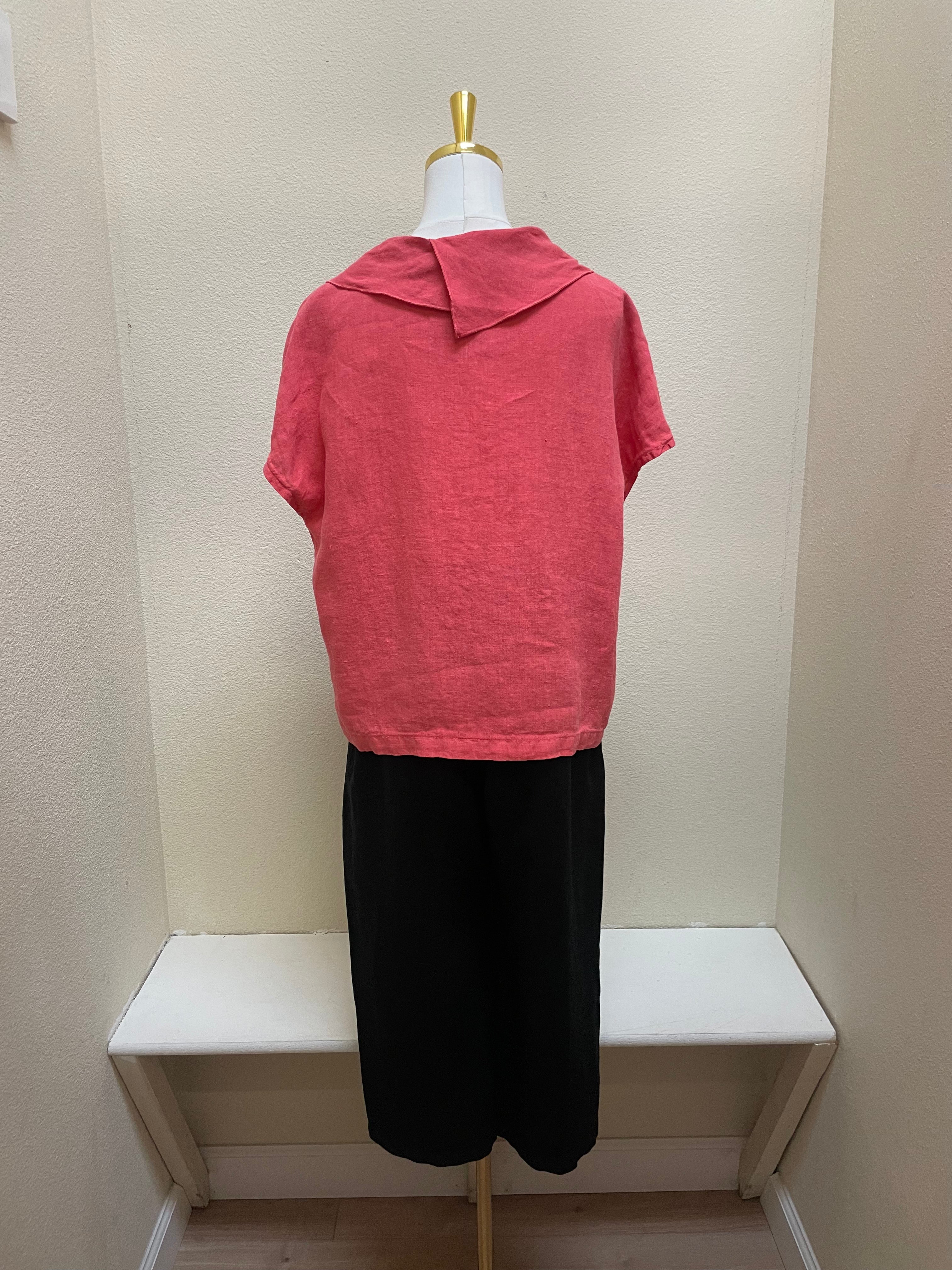 Fenini Collared Crop Top - C46840POP - POPPY