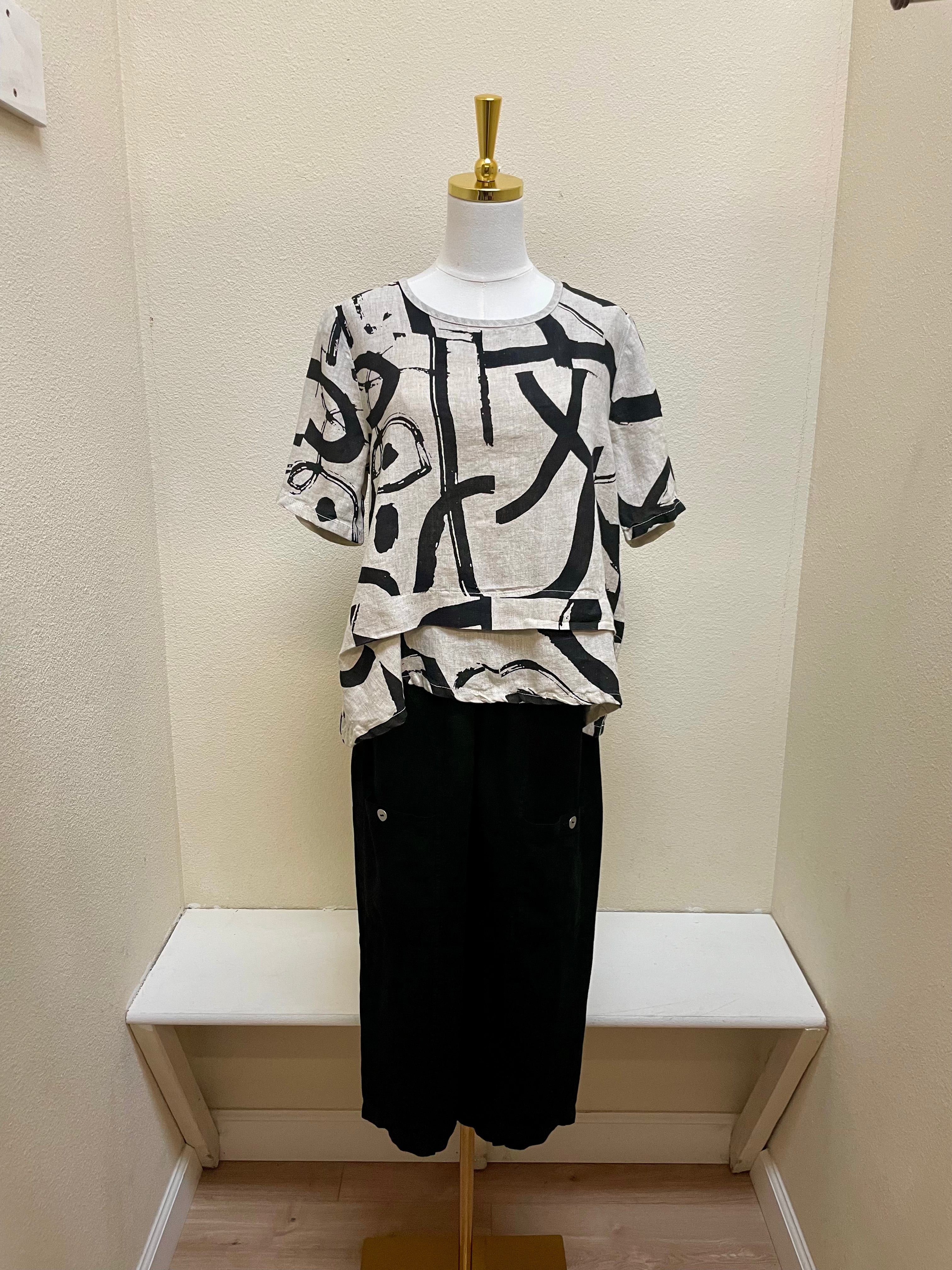 Fenini Patch Pocket Crop Pant - C46805BLK - BLACK