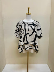 Fenini Short Sleeved Pleat Top - C46827COAT - OATMEAL