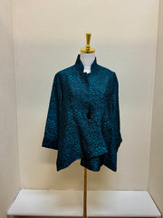 MOONLIGHT One Button Textured Two Toned Jacket - 9242 - TEAL