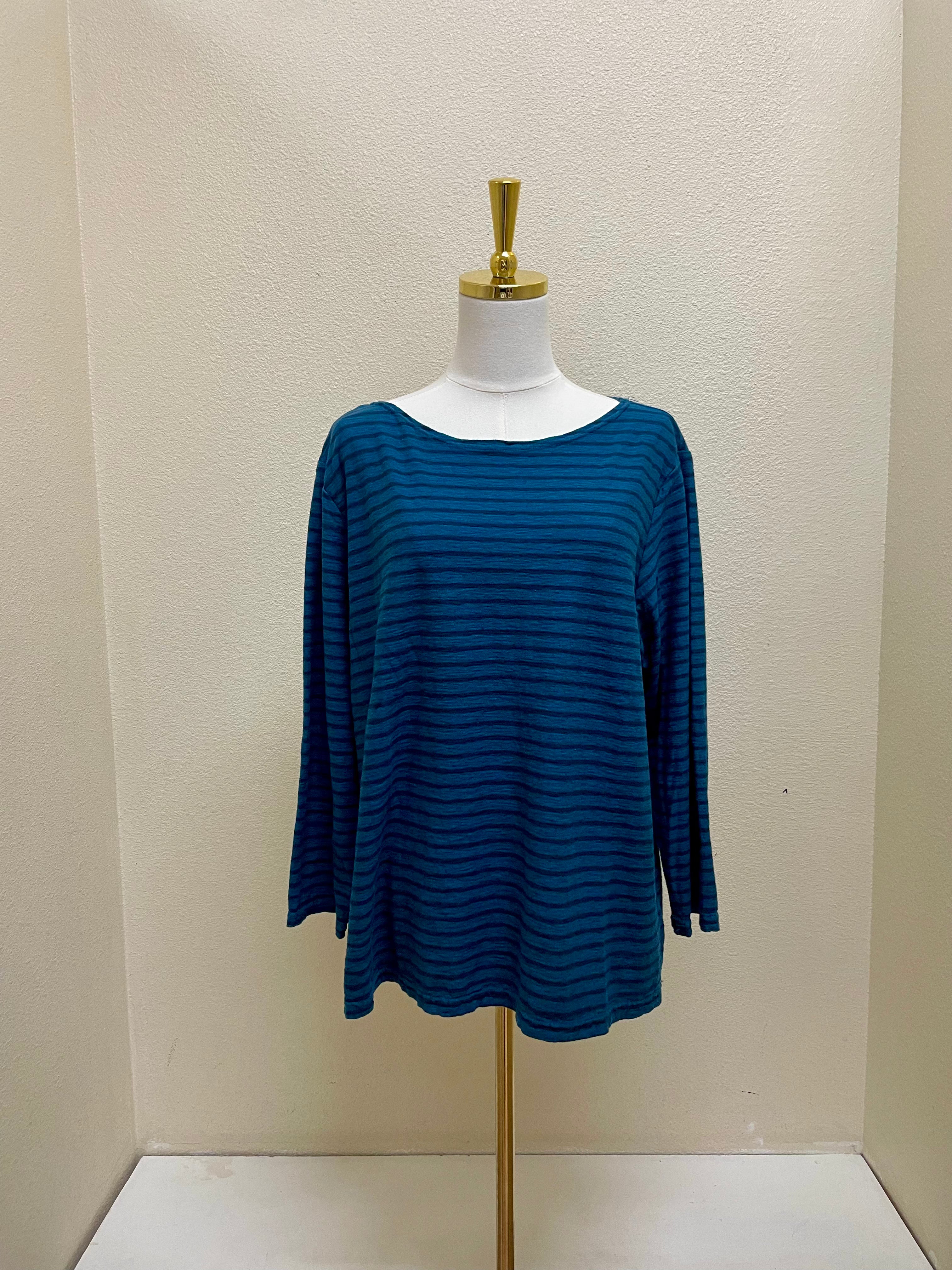 CUT LOOSE Navy Stripe 3/4 Sleeve Boatneck Top - 5475060 - NAVAL