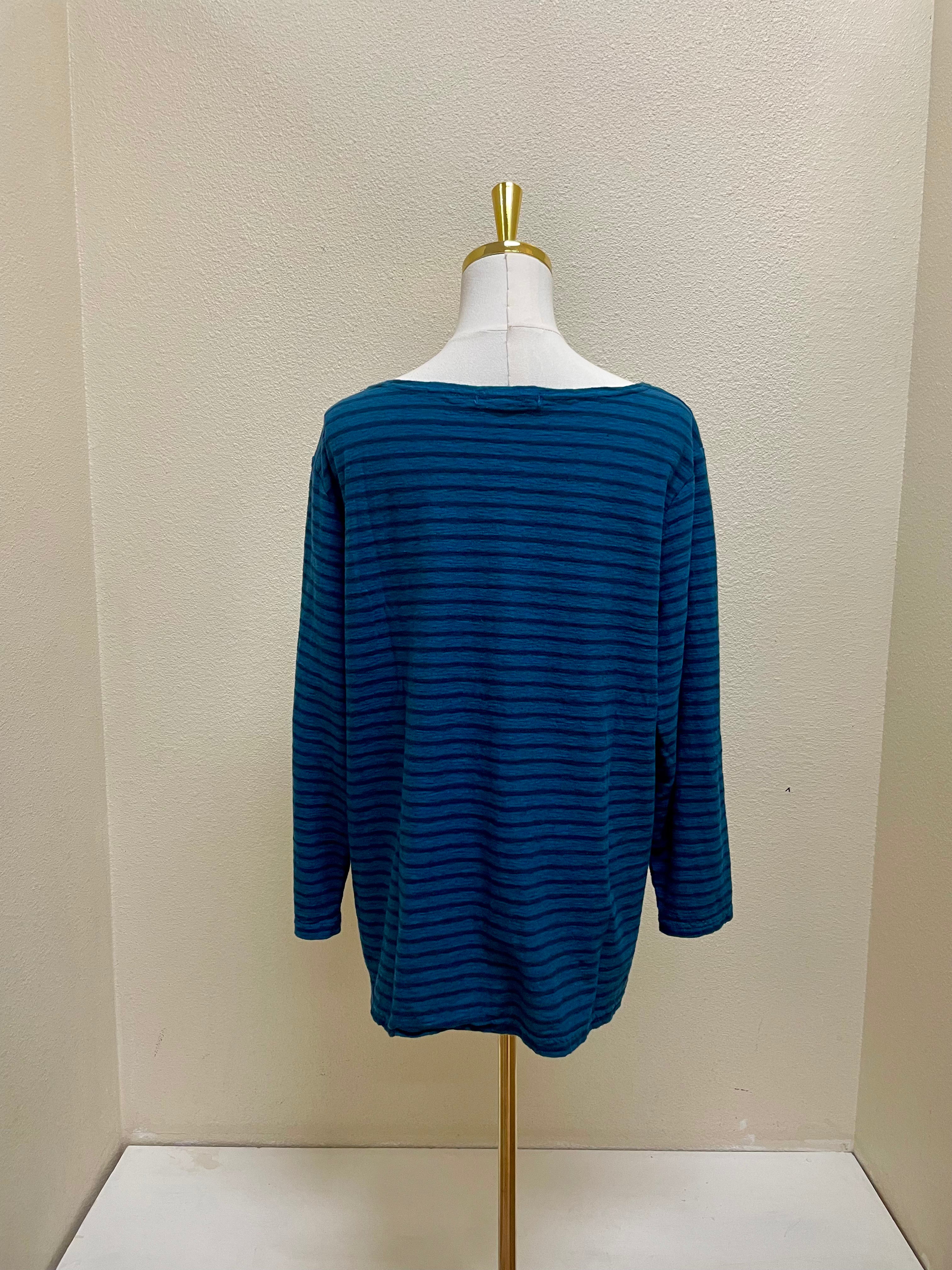 CUT LOOSE Navy Stripe 3/4 Sleeve Boatneck Top - 5475060 - NAVAL