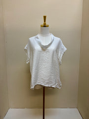 CUT LOOSE Rayon Parachute Short Sleeve Cowl Top - 6216139 - WHITE