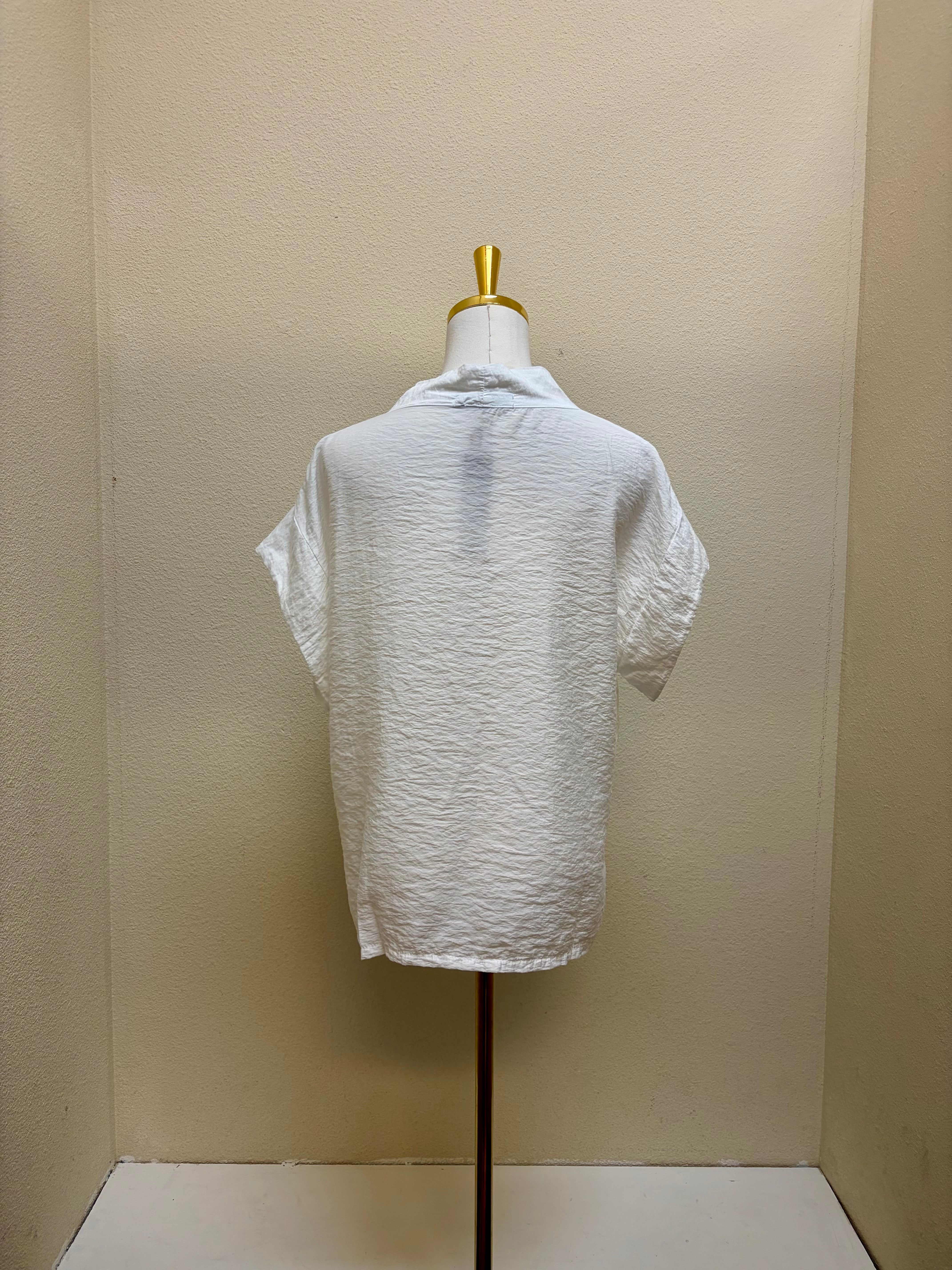 CUT LOOSE Rayon Parachute Short Sleeve Cowl Top - 6216139 - WHITE
