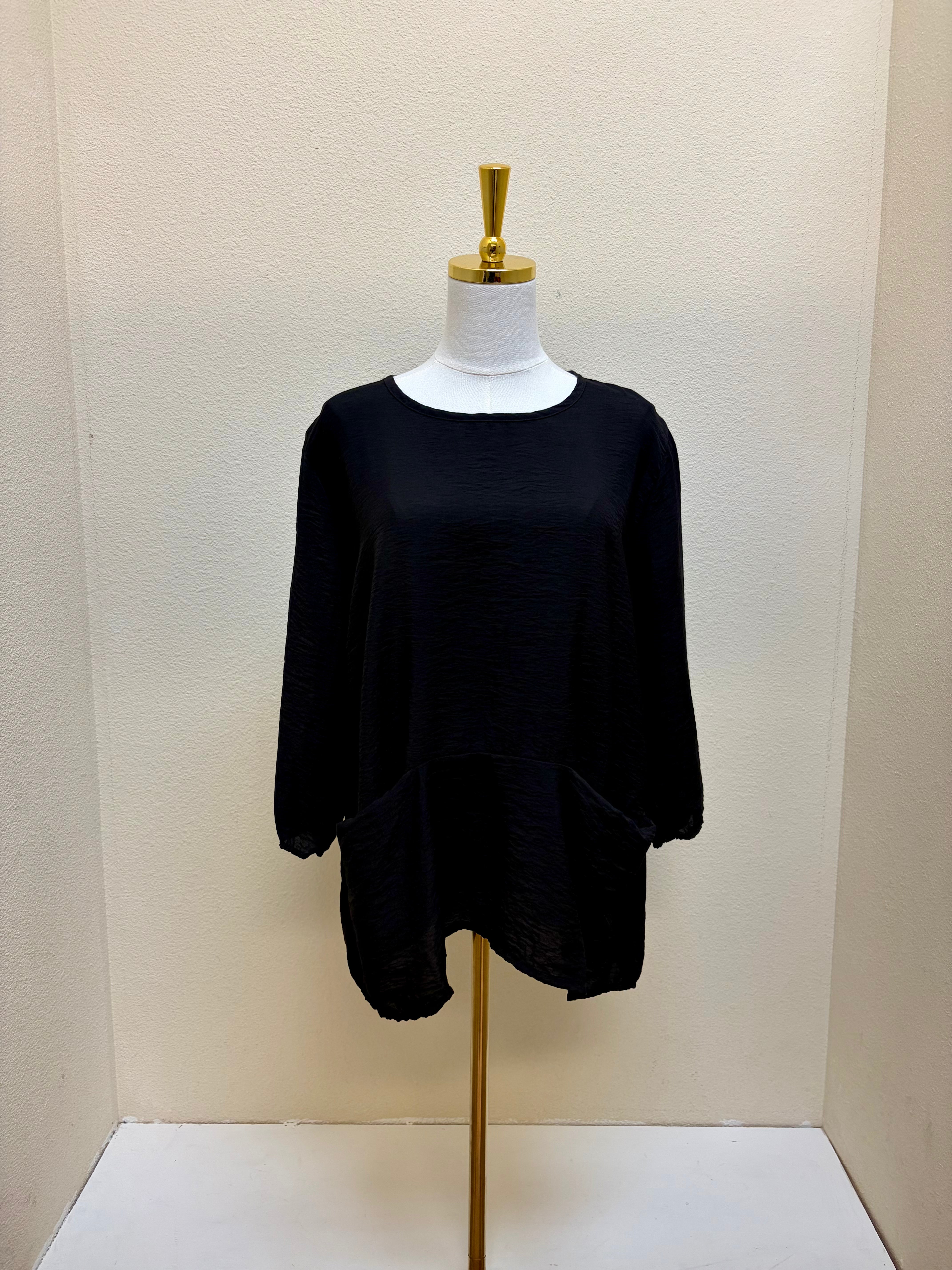 CUT LOOSE Rayon Parachute Pocket Pullover - 6217943 - BLACK