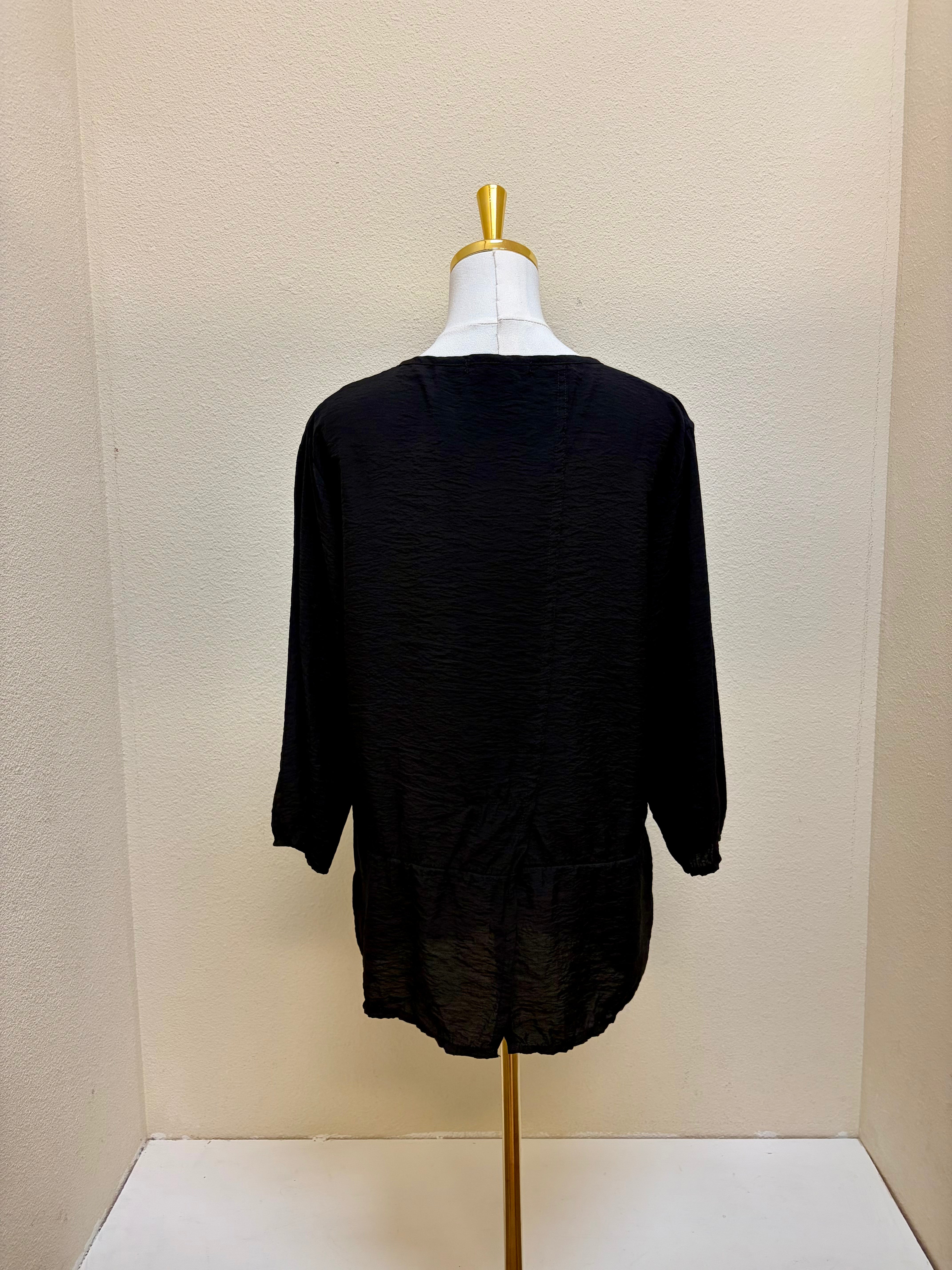 CUT LOOSE Rayon Parachute Pocket Pullover - 6217943 - BLACK