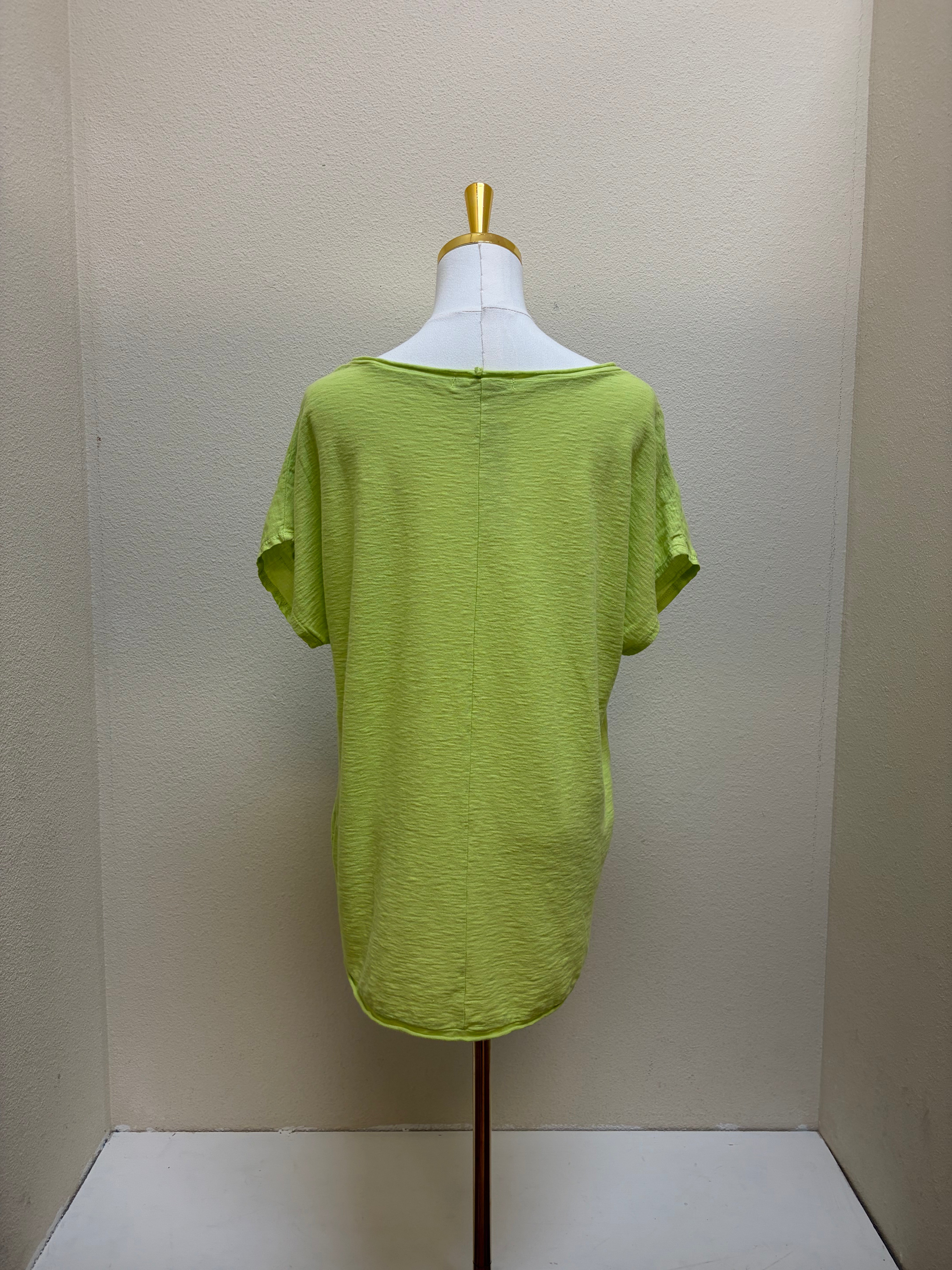 CUT LOOSE - Linen Combo Hi-Low S/S Pullover Top - 5706151 - EUPHORBIA