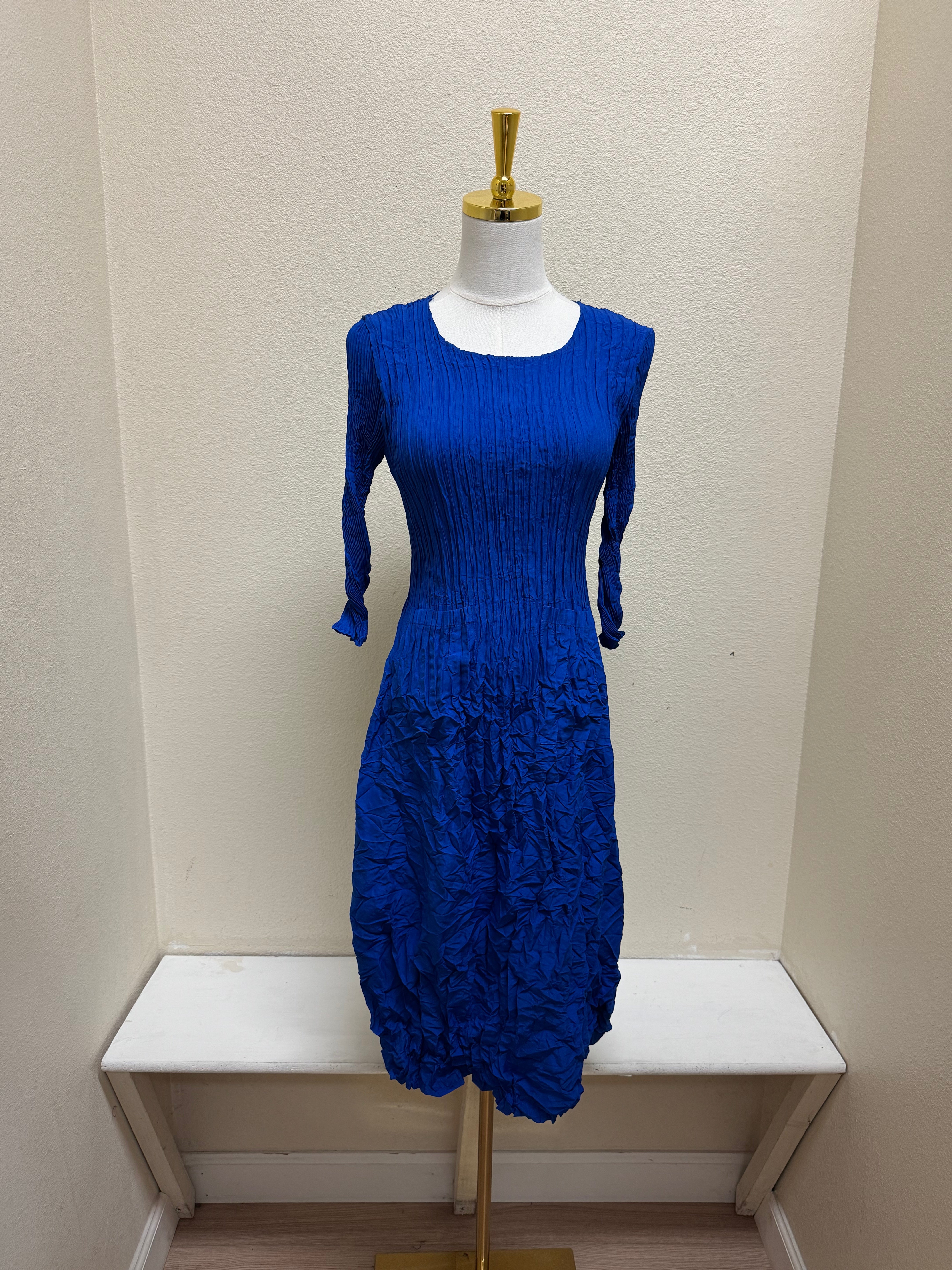 Alquema Multi 3/4 Sleeve Frill  Dress - ROYAL