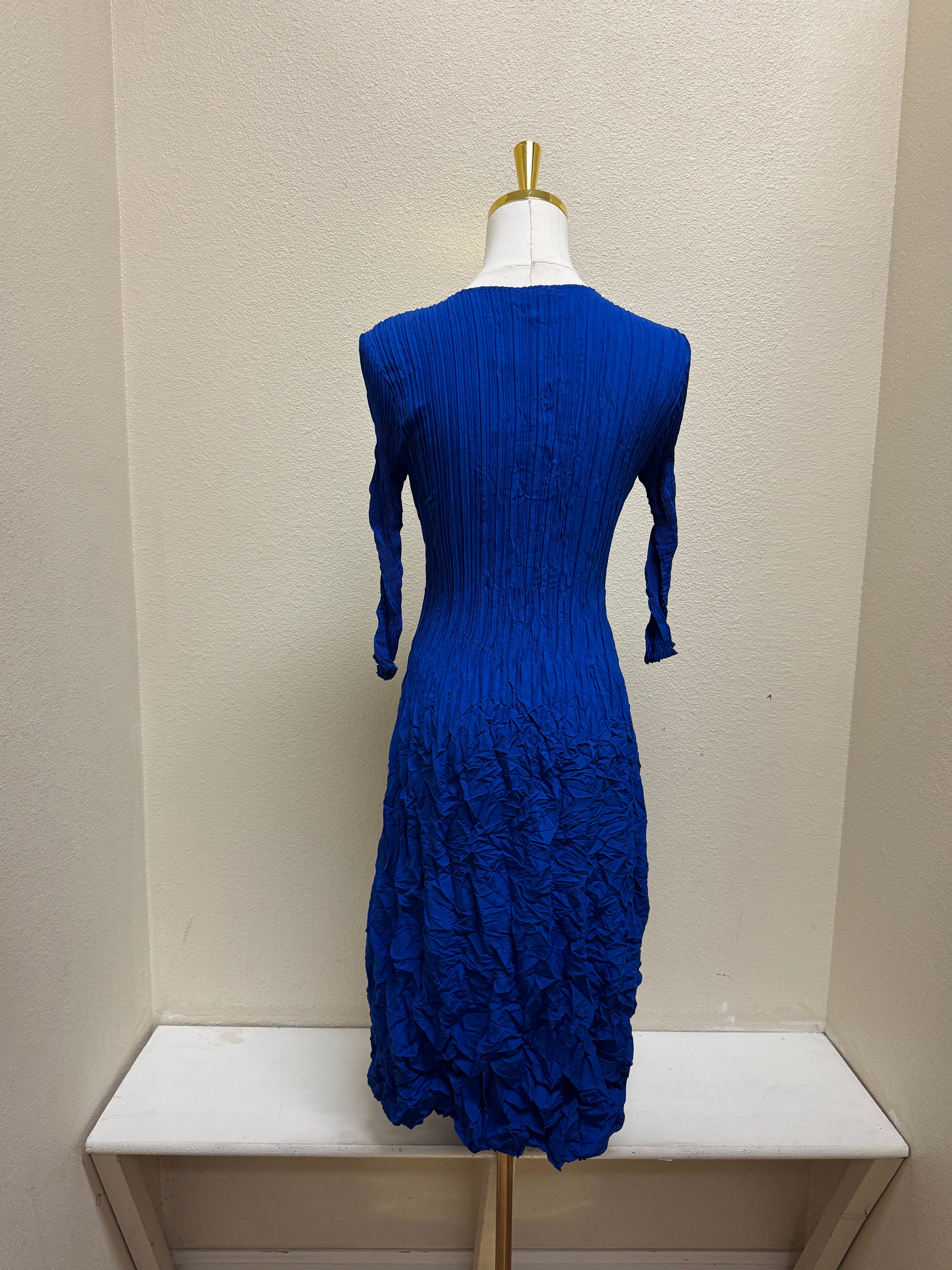 Alquema Multi 3/4 Sleeve Frill  Dress - ROYAL