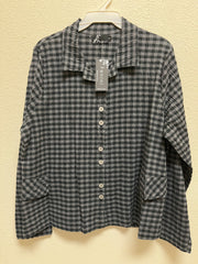 Fenini Checkered Long Sleeve Button Down Collared Shirt w/ Pockets- C47086MOC - MOCHA