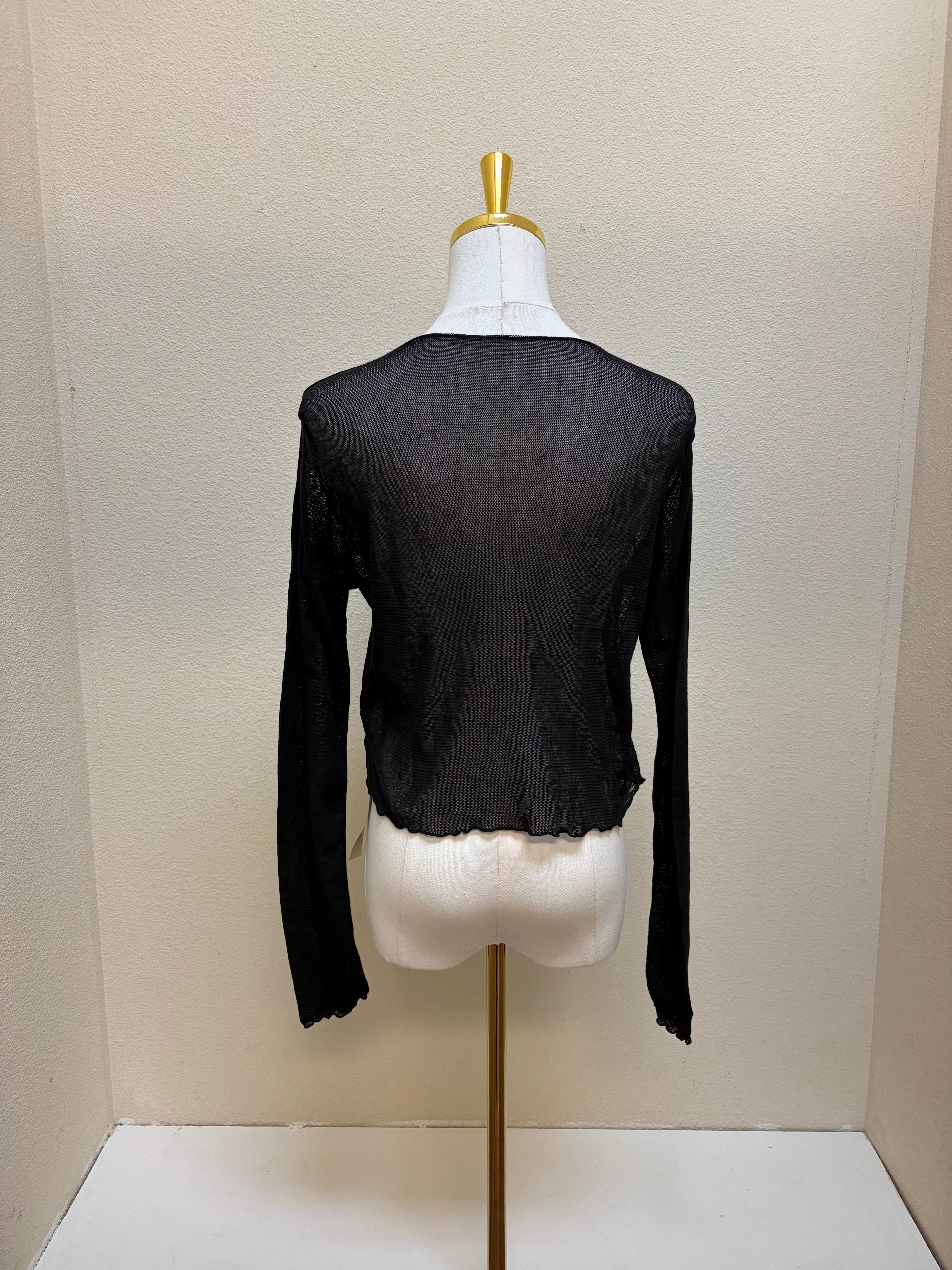 CUT LOOSE Tulle Crop Cardigan - 1388763 - BLACK