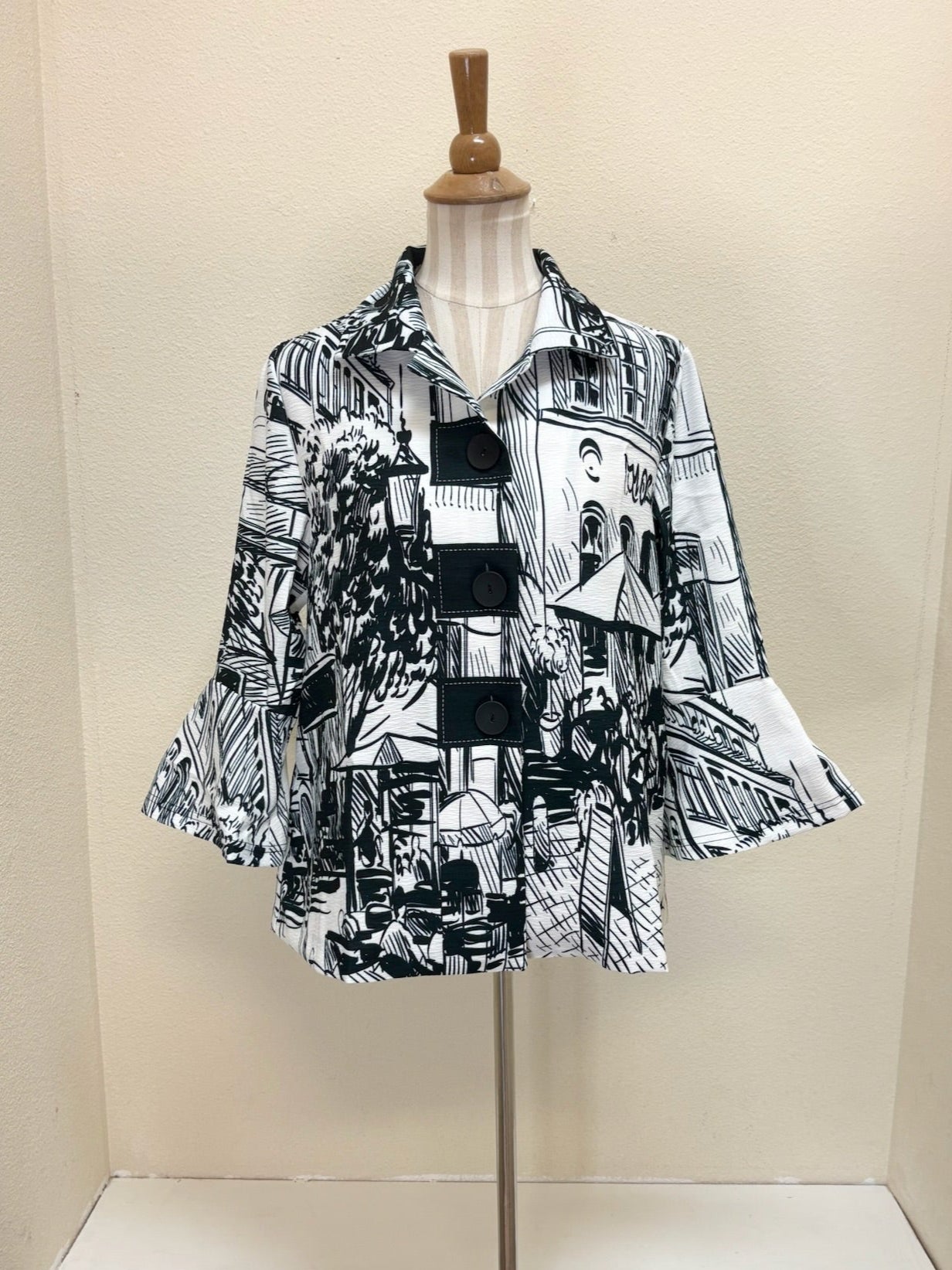 DAMEE CITYSCAPE BUTTON PATCH JKT - 4996-BLK