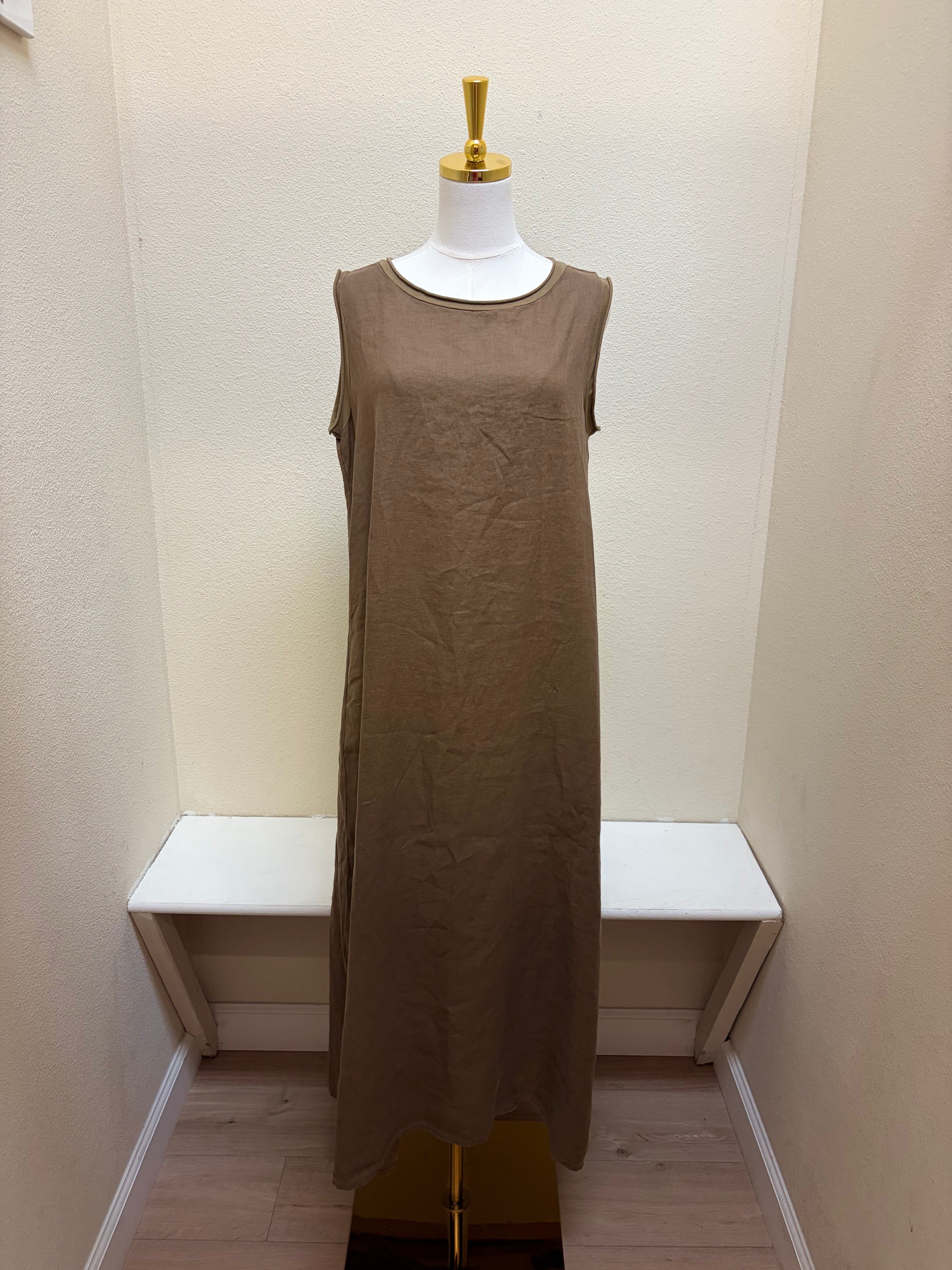 CUT LOOSE Hanky Linen Maxi Tank Dress - 4200312 - COCONUT