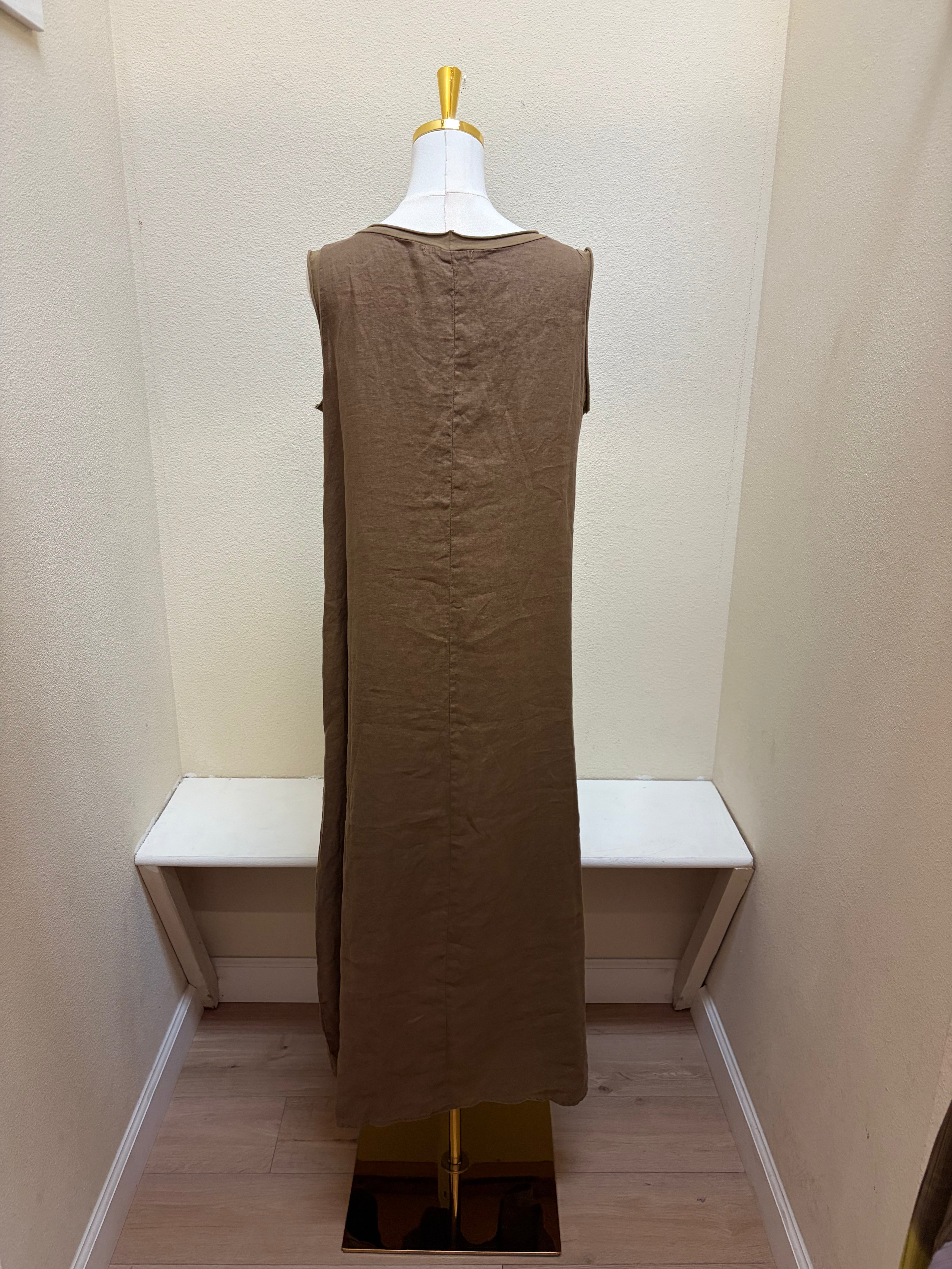 CUT LOOSE Hanky Linen Maxi Tank Dress - 4200312 - COCONUT