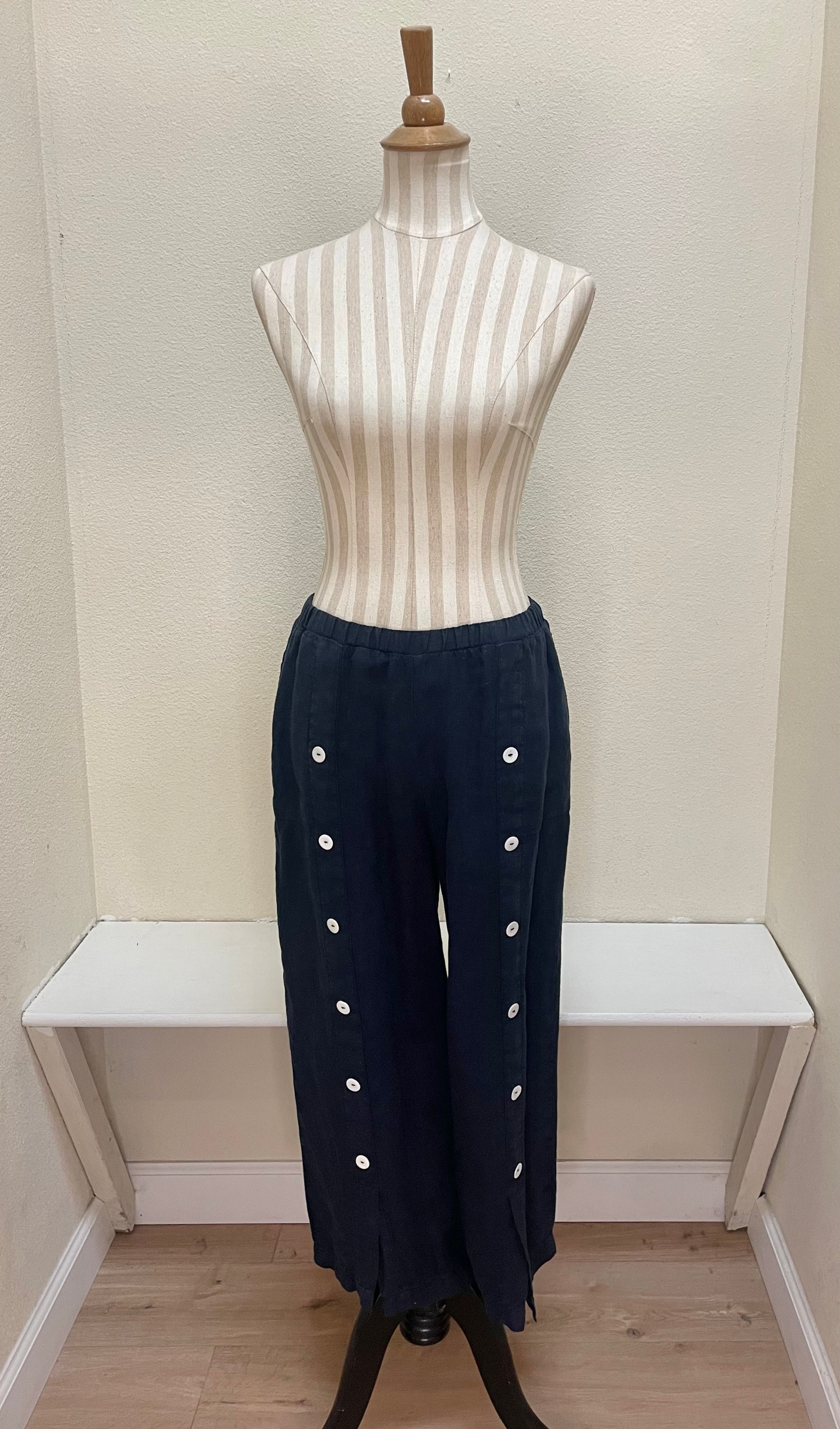 Fenini Button Crop Pant - C45315 -  INK