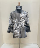 DAMEE FLOWERS & STRIPES SOUTACHE JKT - 2407 - SILVER/SANDSTONE