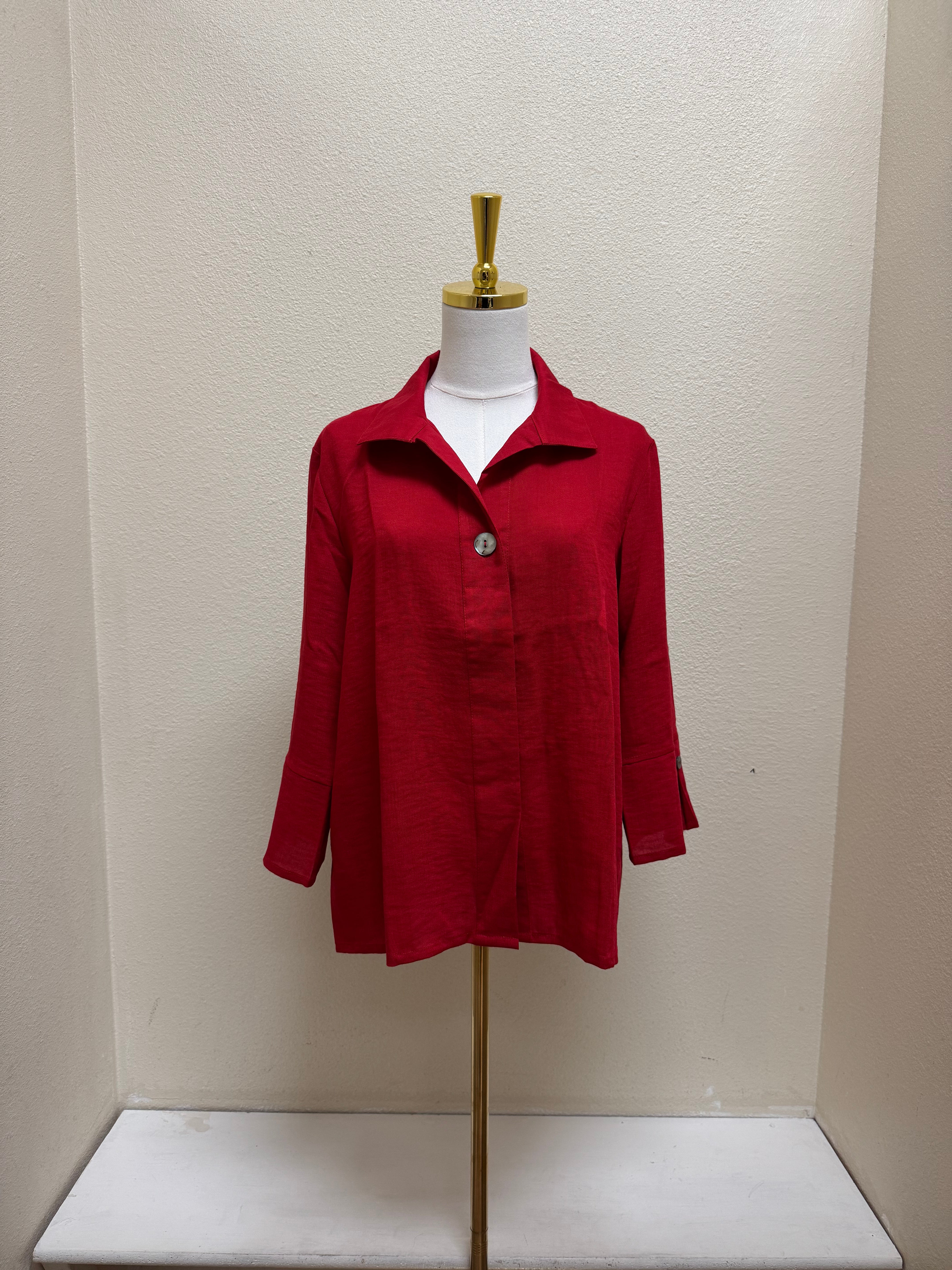Fridaze AA395 - Caroline Linen Blouse - SCARLET