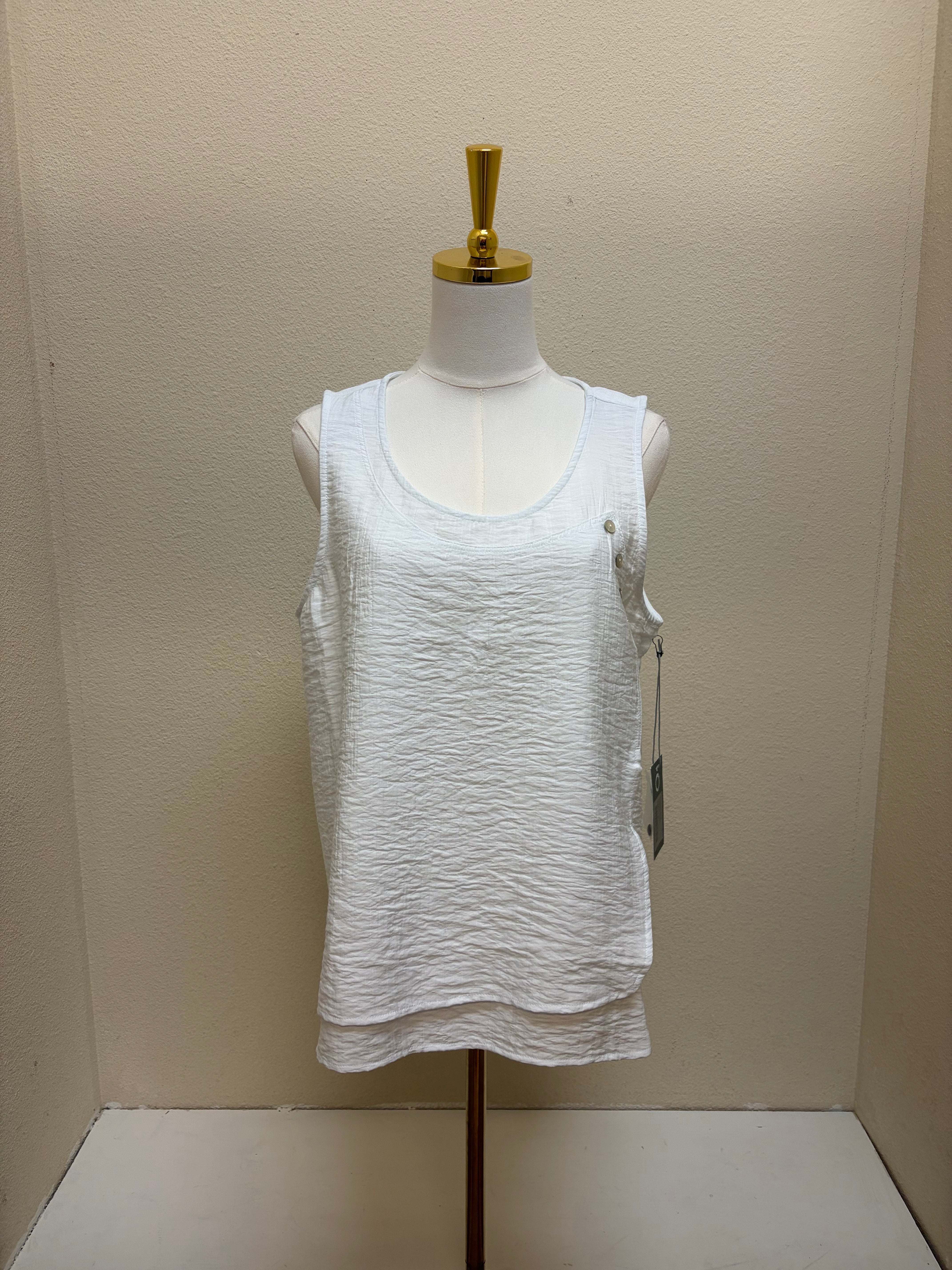 Habitat Soft Jacquard Button Layered Tank - 30710 - WHITE - M ONLY