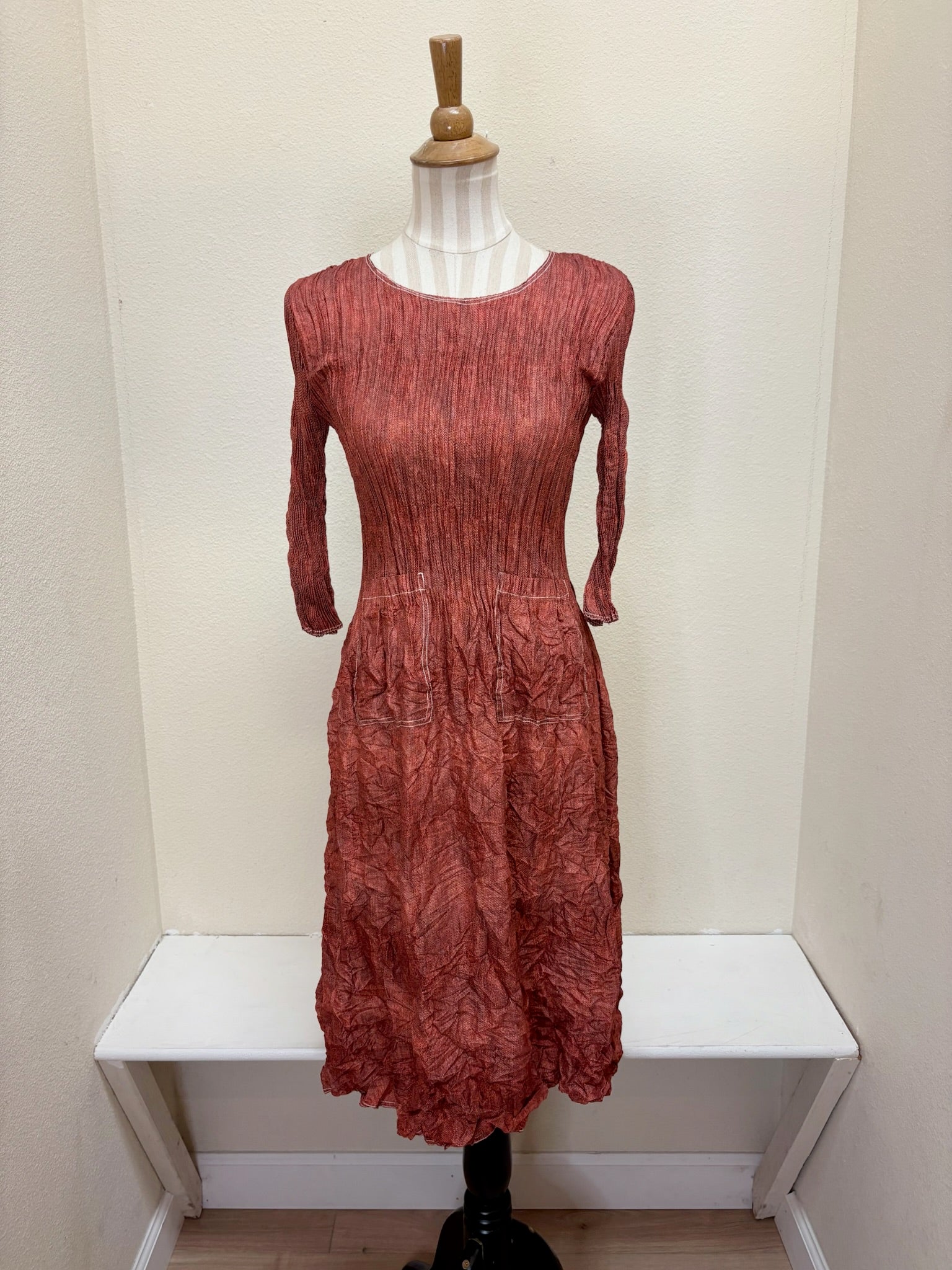 Alquema 3/4 Sleeve Smash Pocket  Dress - TANGERINE DENIM