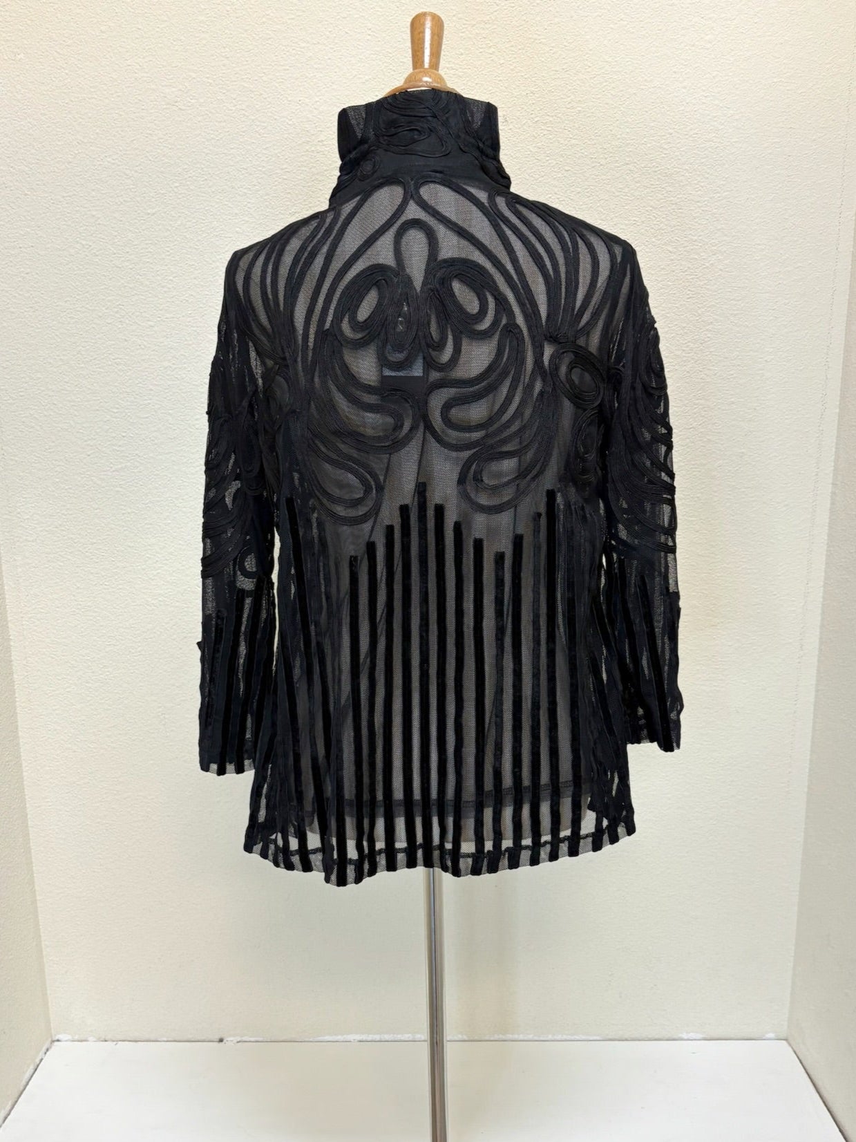 DAMEE SWIRL & STRIPE SOUTACHE JKT - 2459-BLK