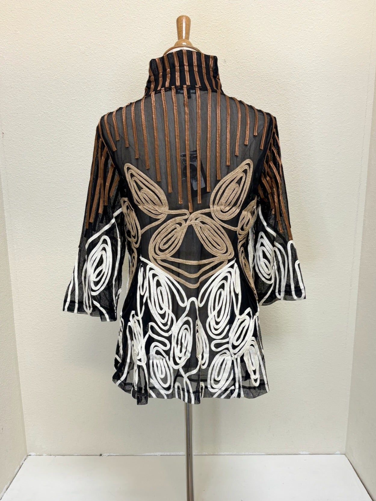 DAMEE STRIPE & SWIRL SOUTACHE FLARE JKT - 2470-BRZ