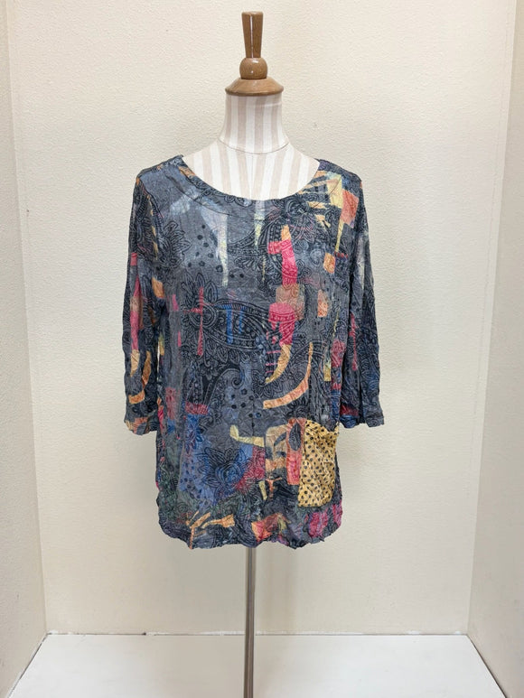 Shana Crinkle Dot Pocket Top - 25606 - MULTI - M ONLY